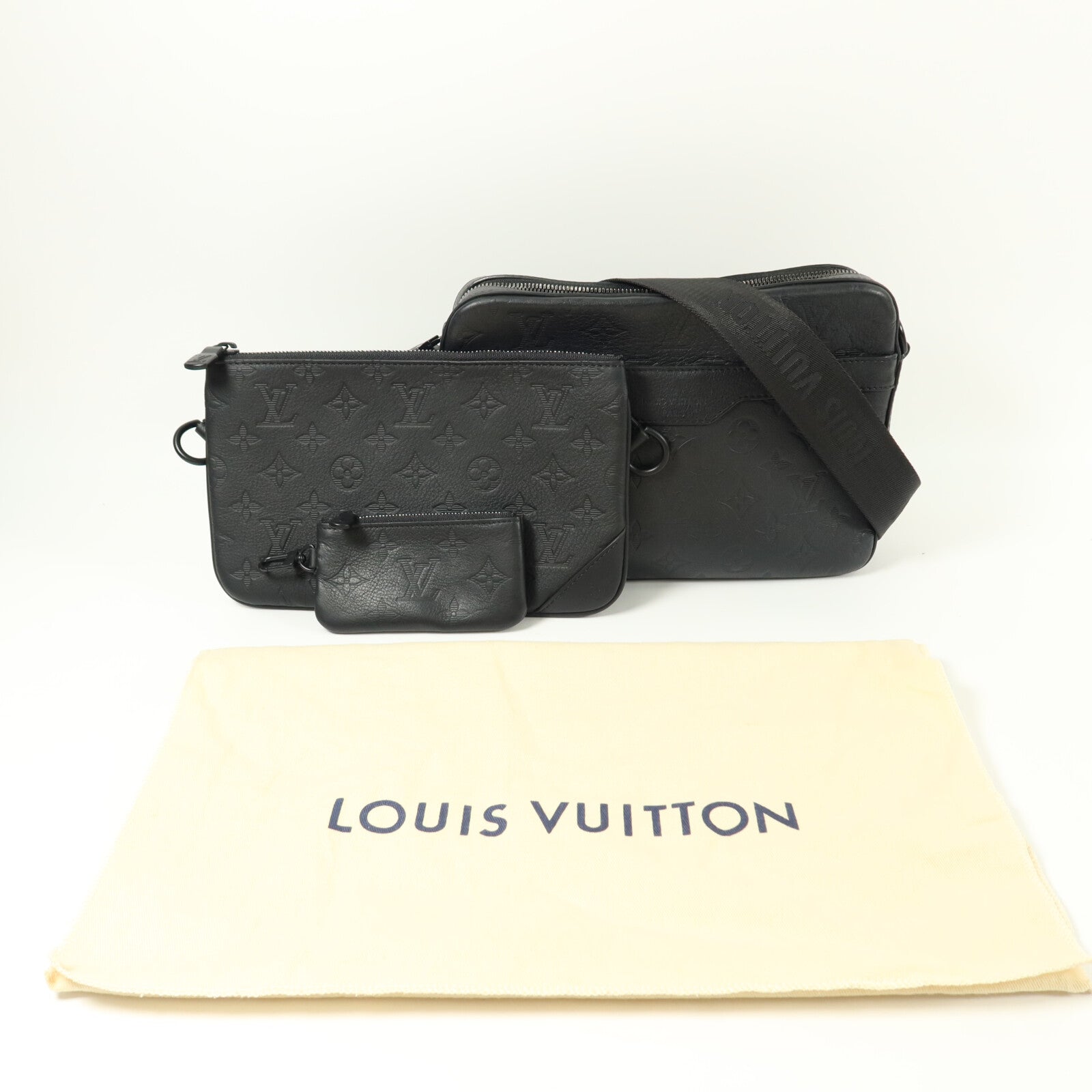 LOUIS VUITTON Monogram Shadow Trio Messenger肩背袋