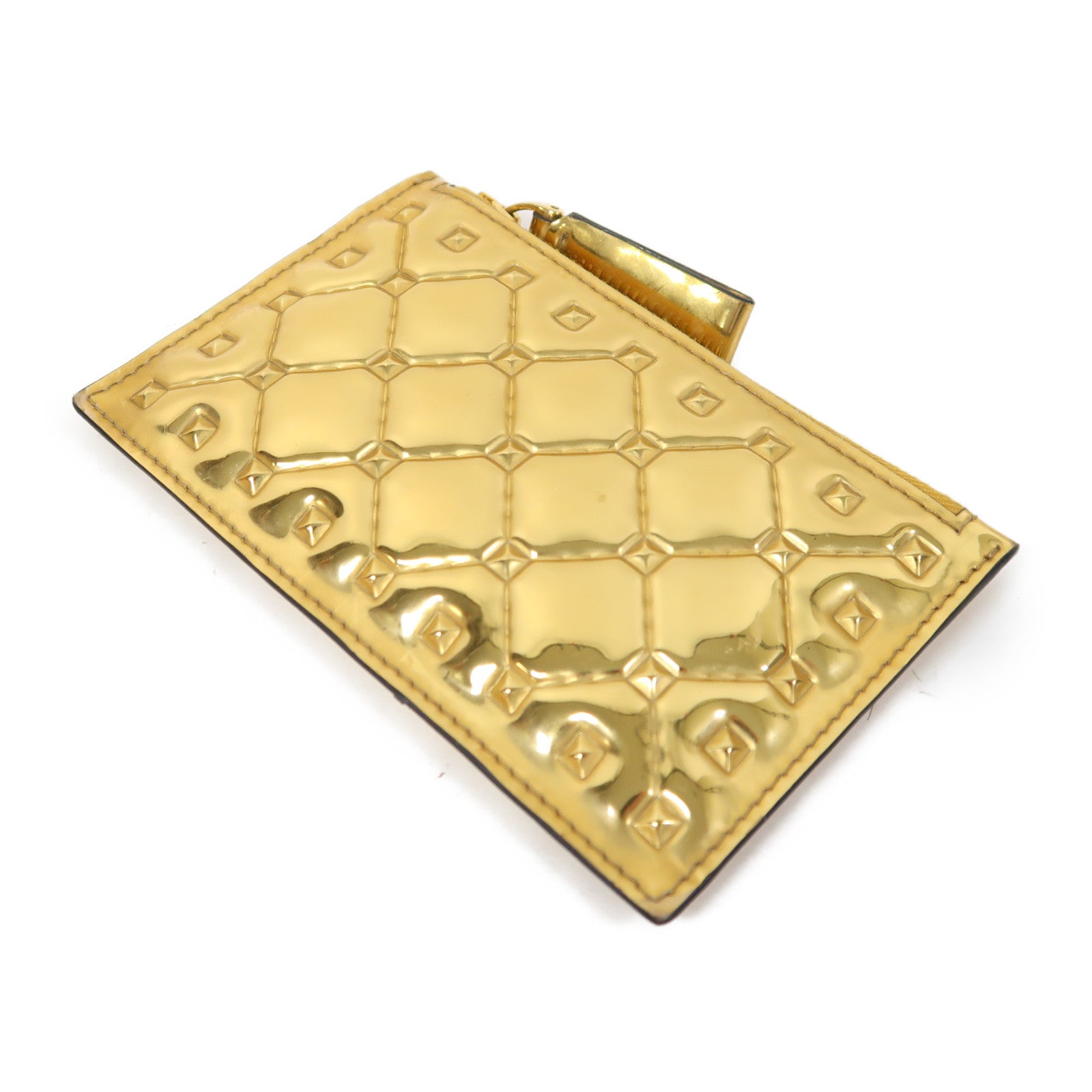 Valentino 漆皮皮革Card Case金扣卡片套金色