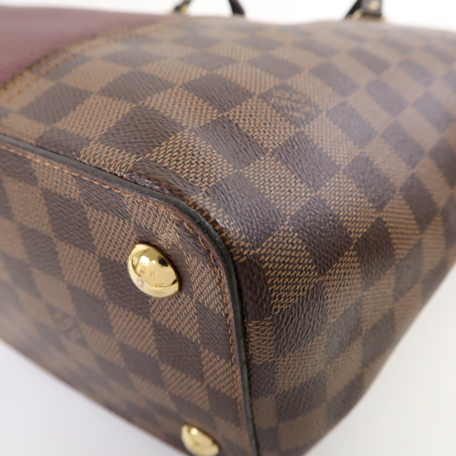 LOUIS VUITTON Damier Ebene Jersey金扣手挽肩背兩用袋啡色/紅色