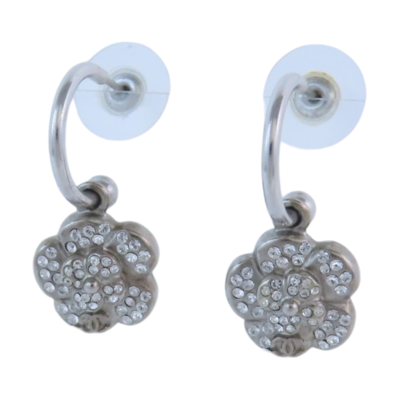 CHANEL 金屬/水鑽Earrings銀扣耳環