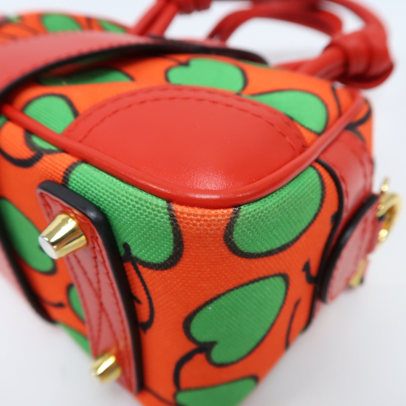 MOSCHINO 帆布Hand Bag金扣手挽肩背兩用袋紅色