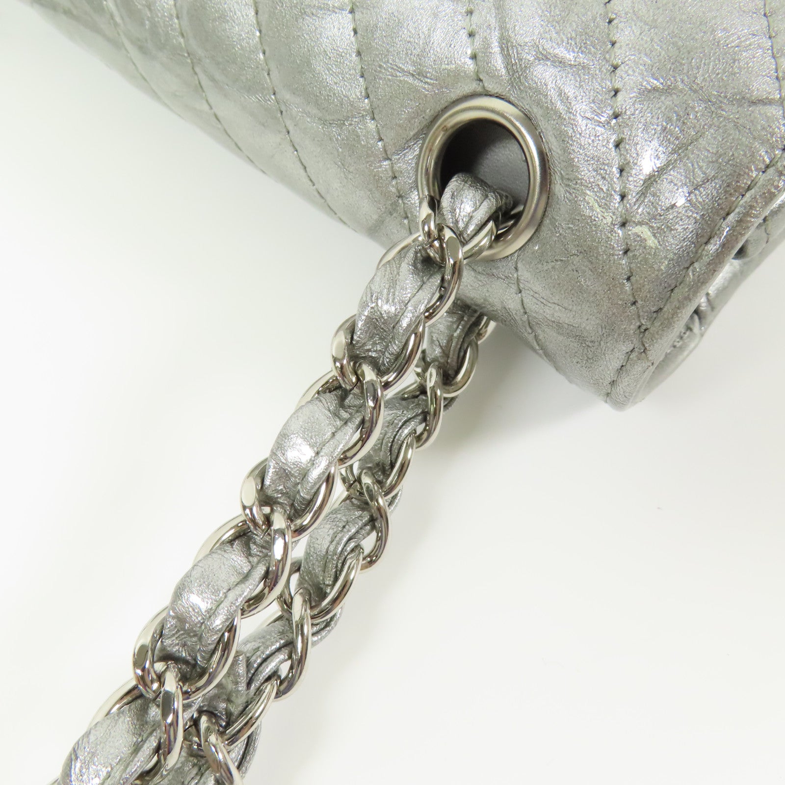 CHANEL 漆皮皮革Classic 23銀扣鏈帶肩背袋