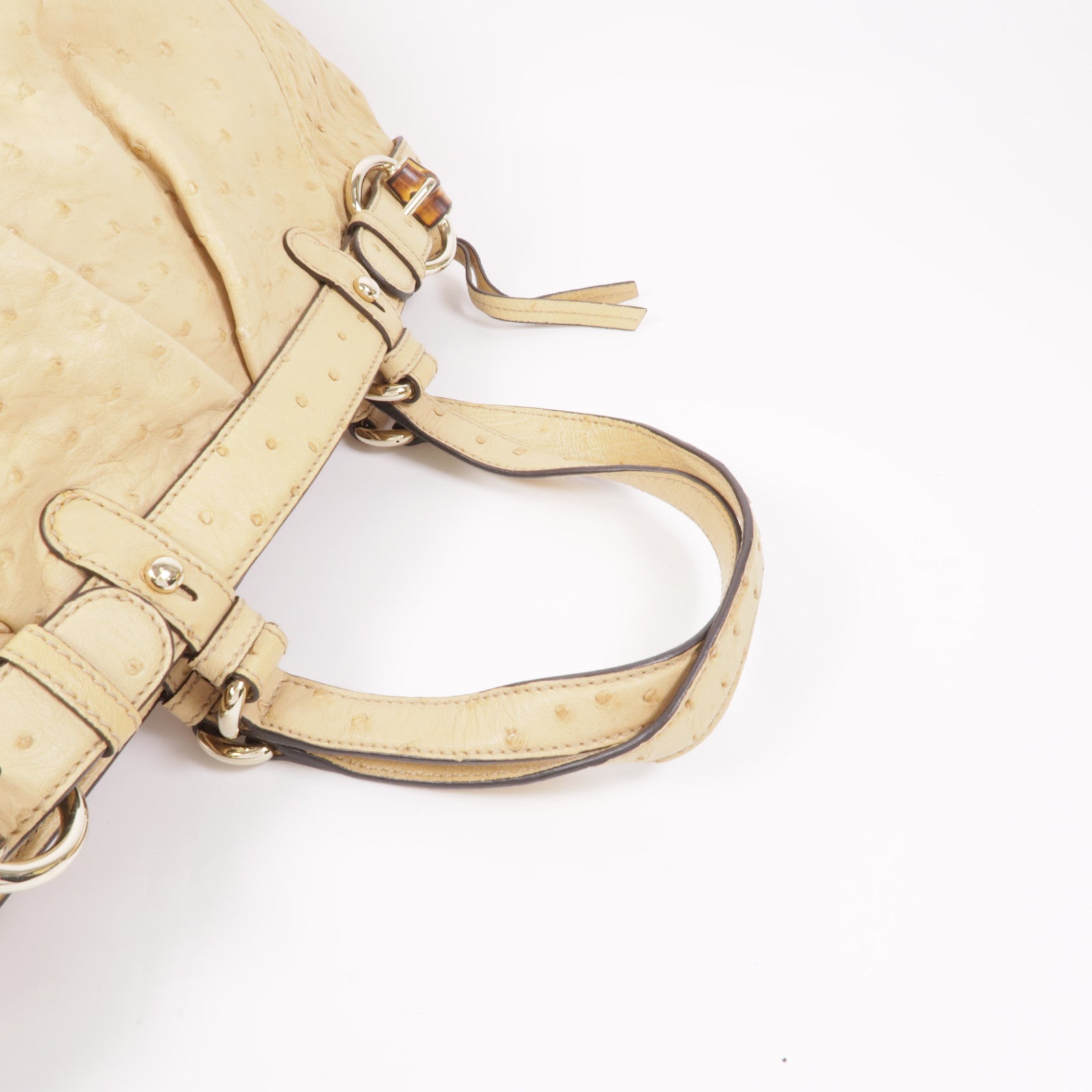 GUCCI 鴕鳥皮革Handbag金扣手挽袋