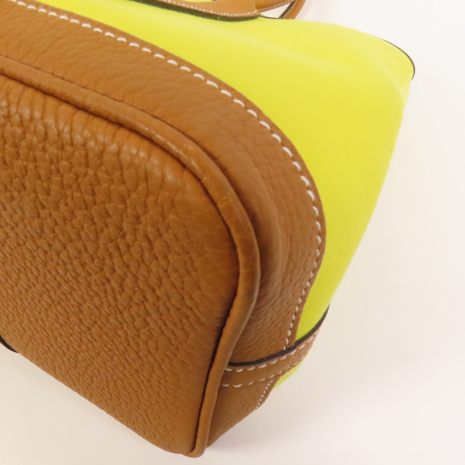 HERMES 帆布Garden Party TPM銀扣手挽袋Lime