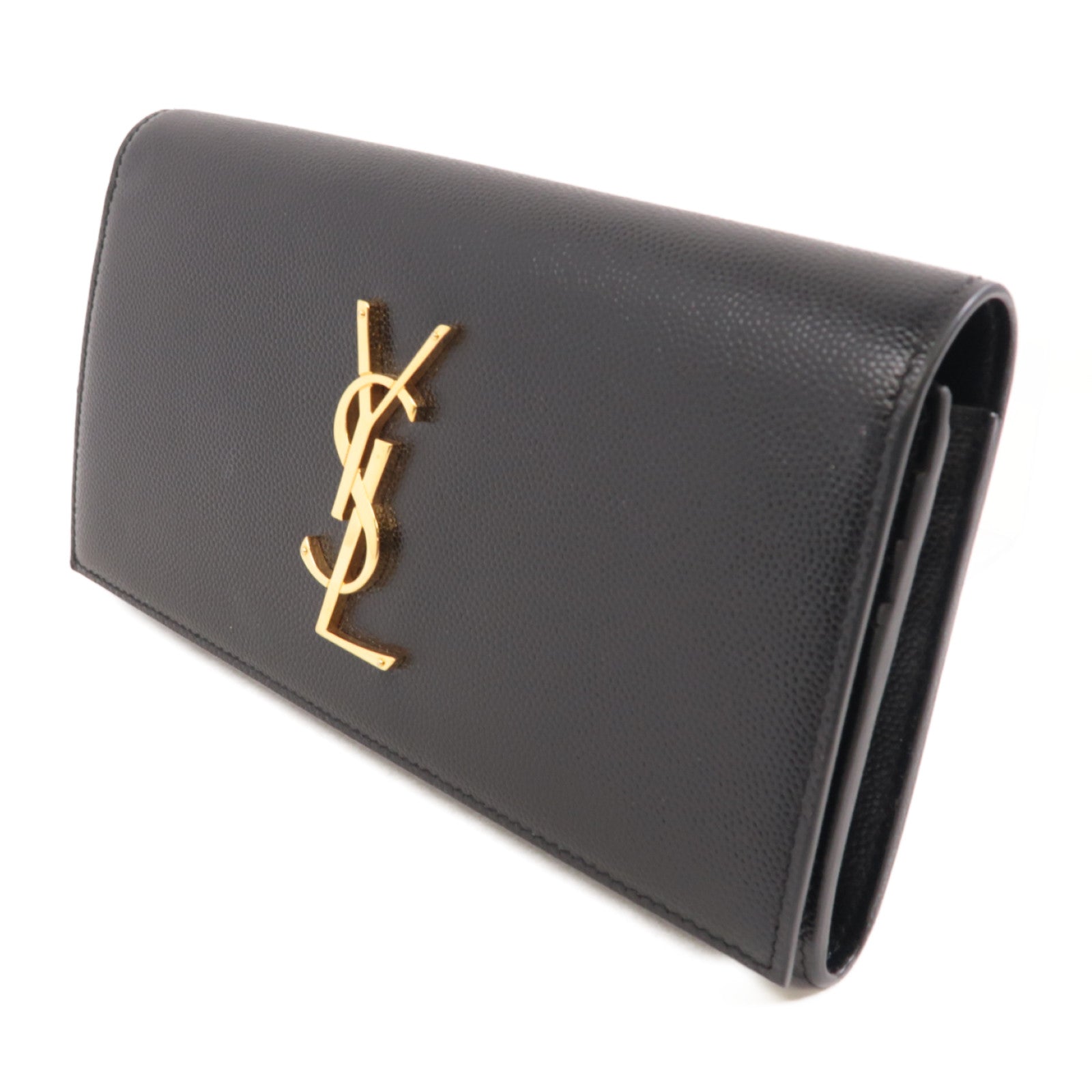 SAINT LAURENT 牛皮皮革Long Wallet金扣長錢包黑色