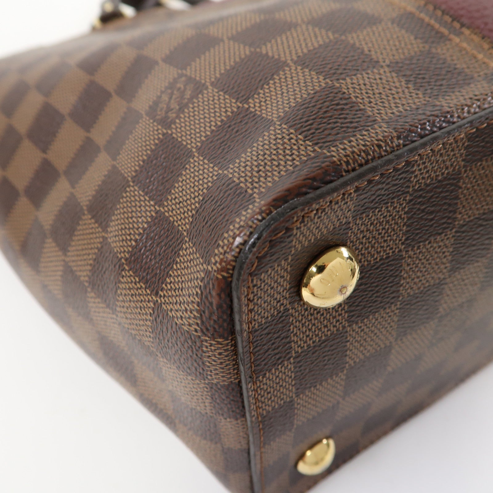 LOUIS VUITTON Damier Ebene Jersey金扣手挽肩背兩用袋啡色/紅色