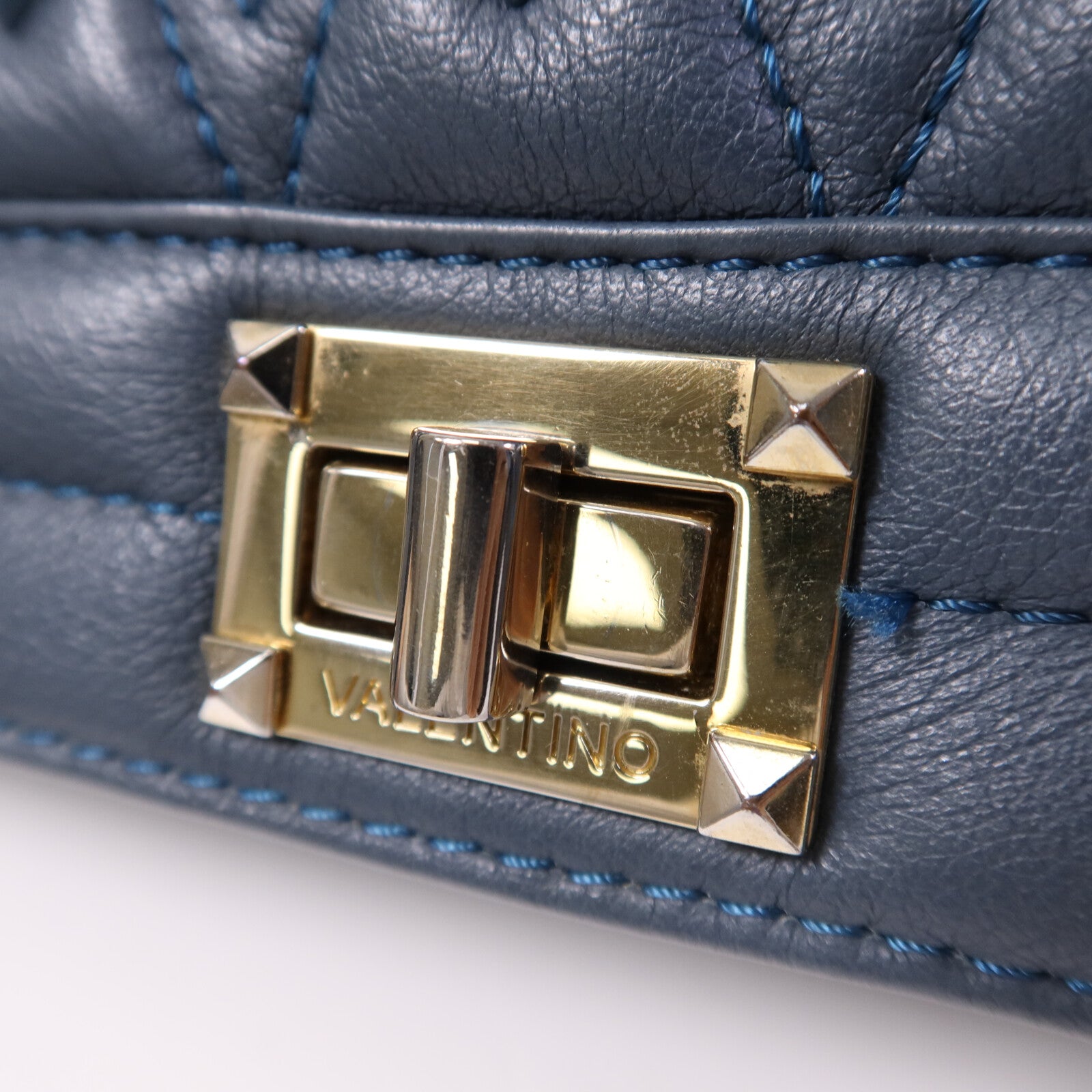 Valentino 【激減優惠】牛皮皮革Mario Diamond金扣鏈帶肩背袋