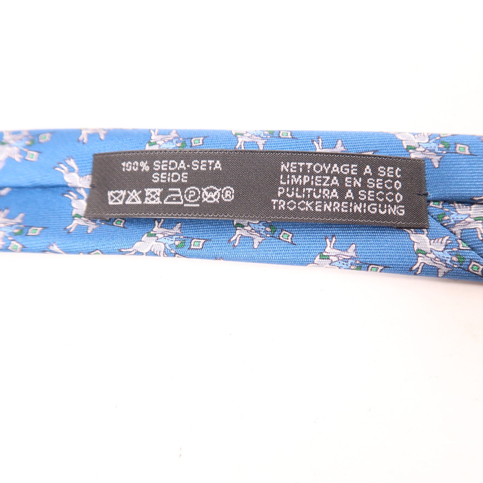 HERMES 絲質Tie領帶藍色