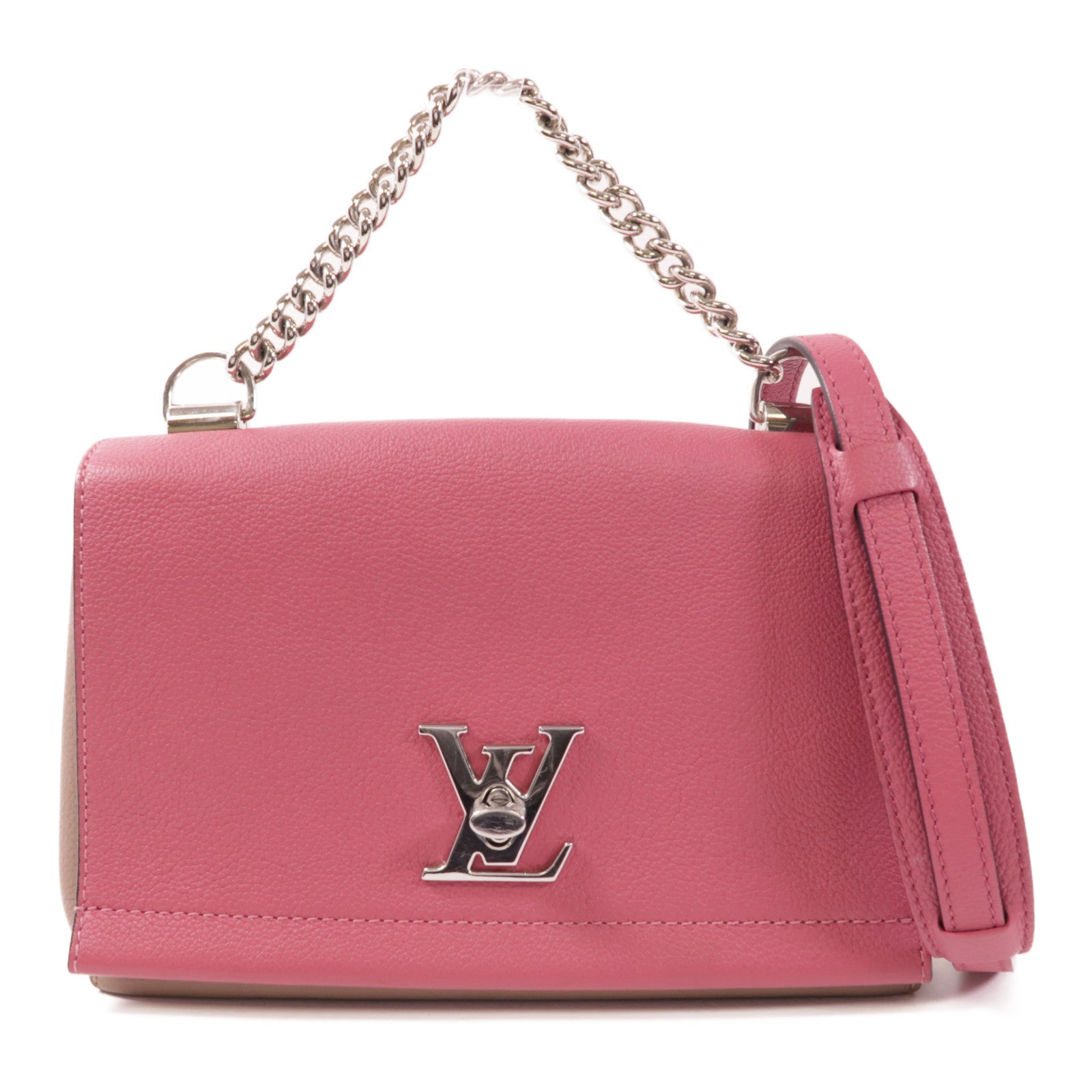 LOUIS VUITTON LV SHW Lockme II BB 2 Way Bag M54792 Calfskin Leather Pink/Brown