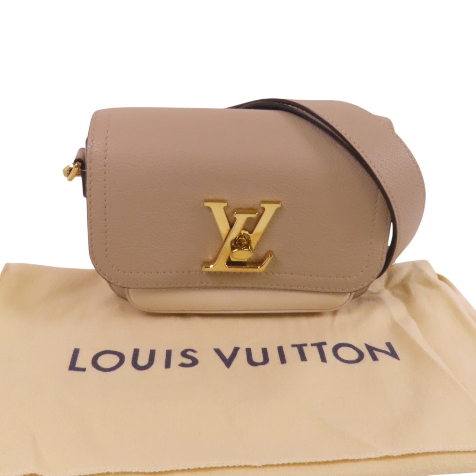 LOUIS VUITTON Greige Lockme Tender金扣肩背袋