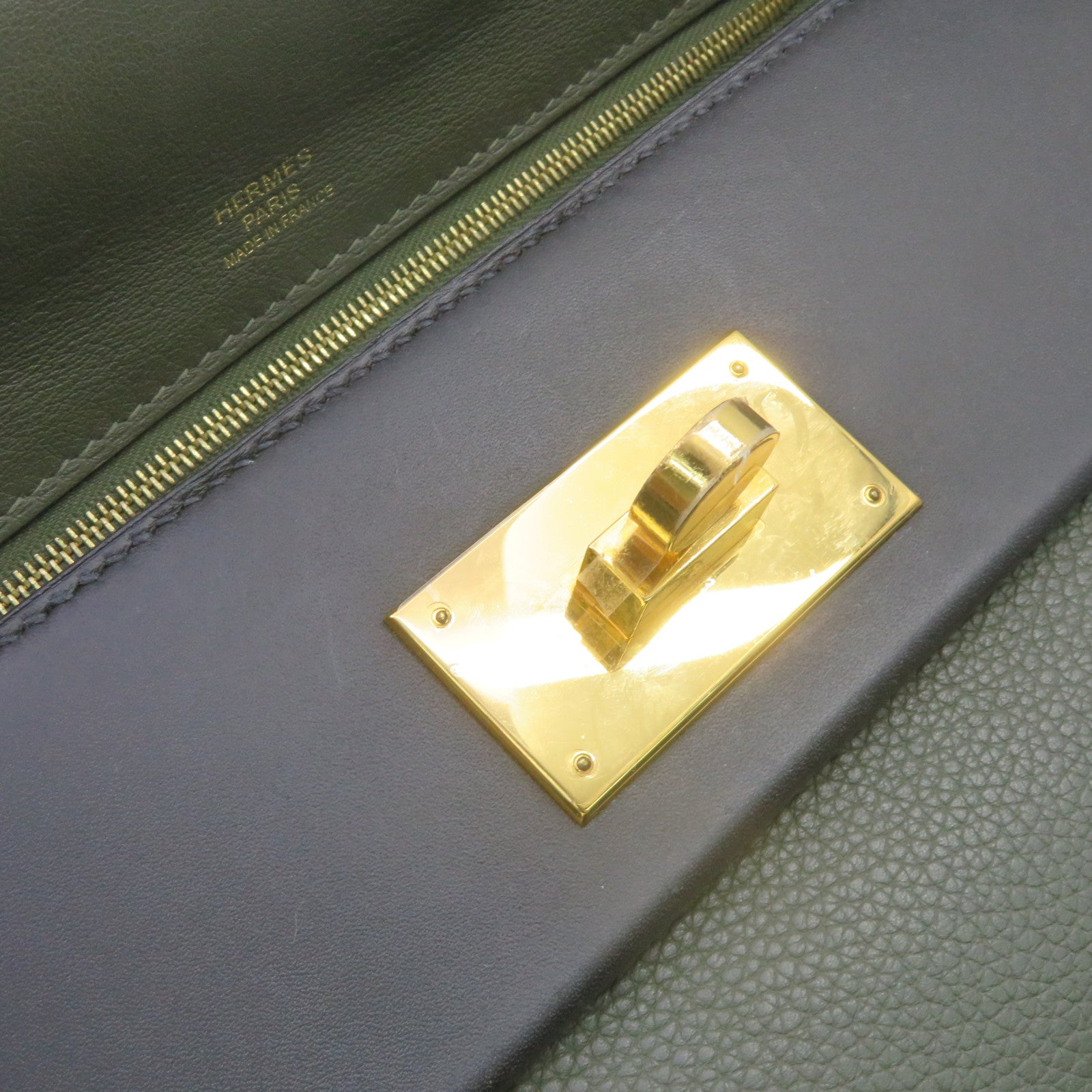 HERMES Clemence皮革24/24 29cm 2Way Shoulder Bag金扣手挽肩背两用袋61/60绿色