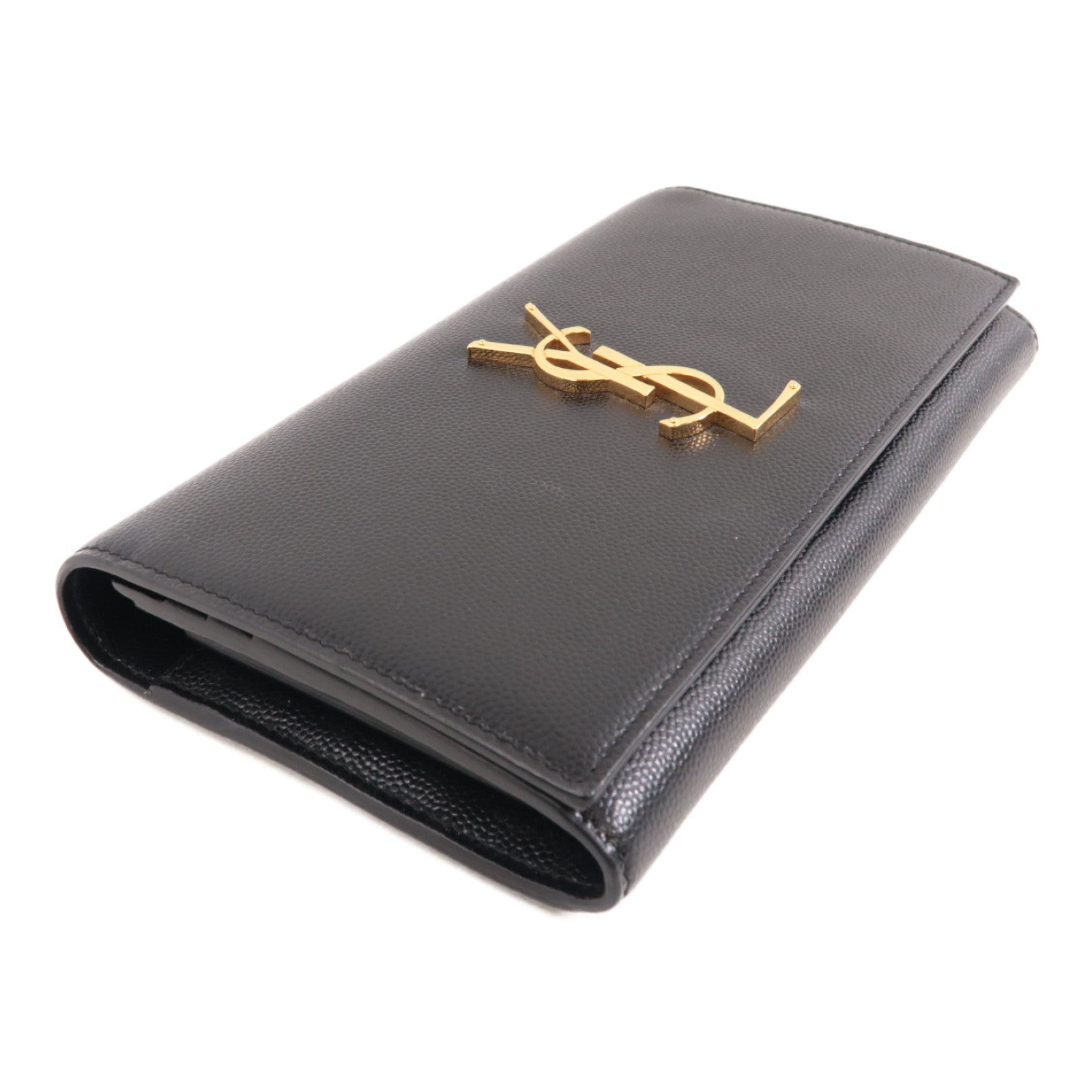 SAINT LAURENT 牛皮皮革Long Wallet金扣長錢包黑色