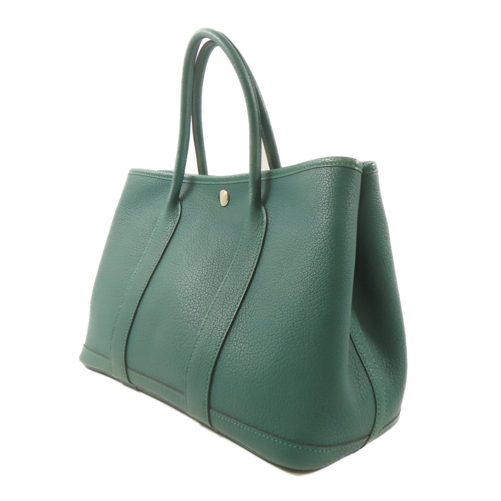 HERMES Negonda皮革Garden Party TPM銀扣手挽袋綠色