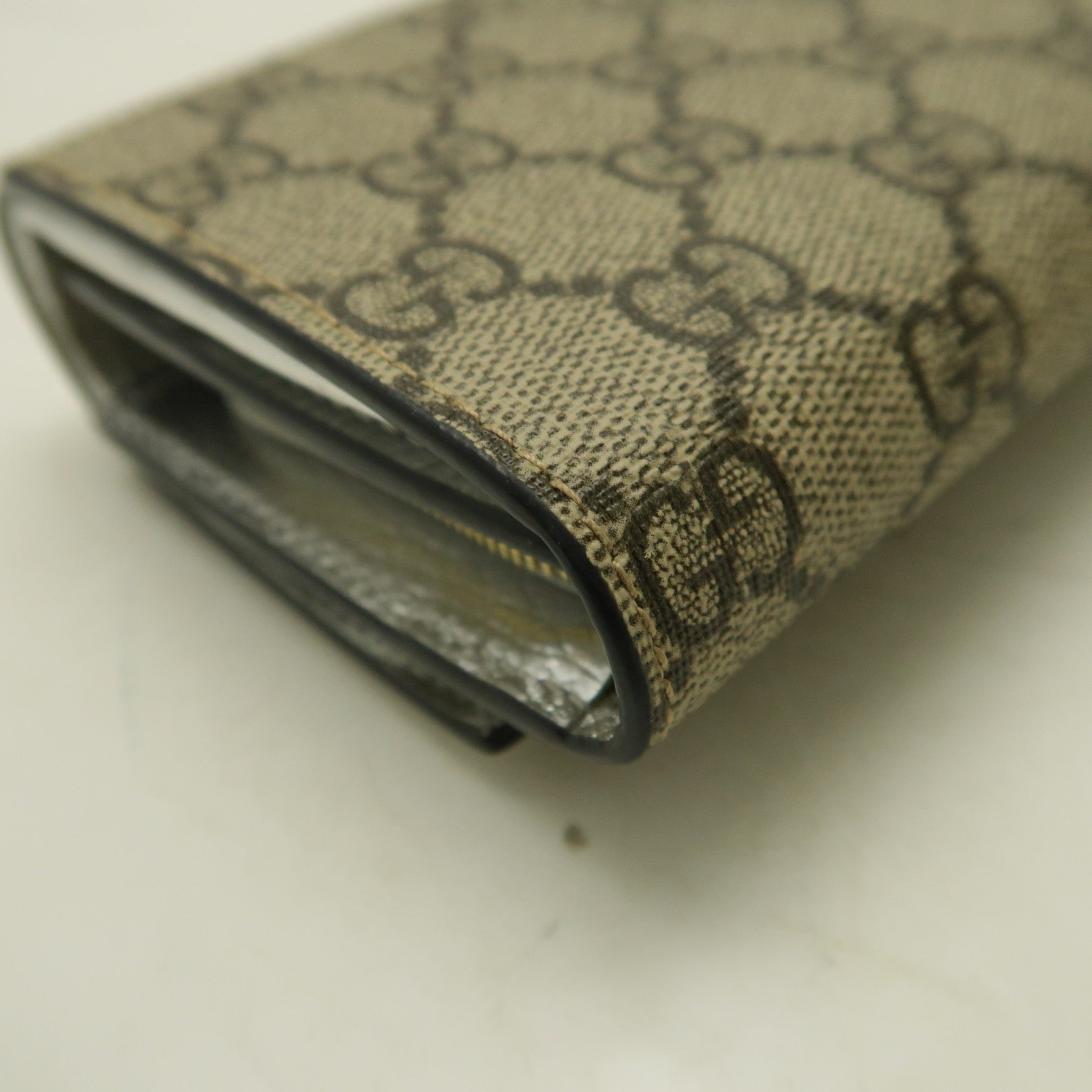 GUCCI 塗層帆布/皮革Wallet金扣錢包銀色
