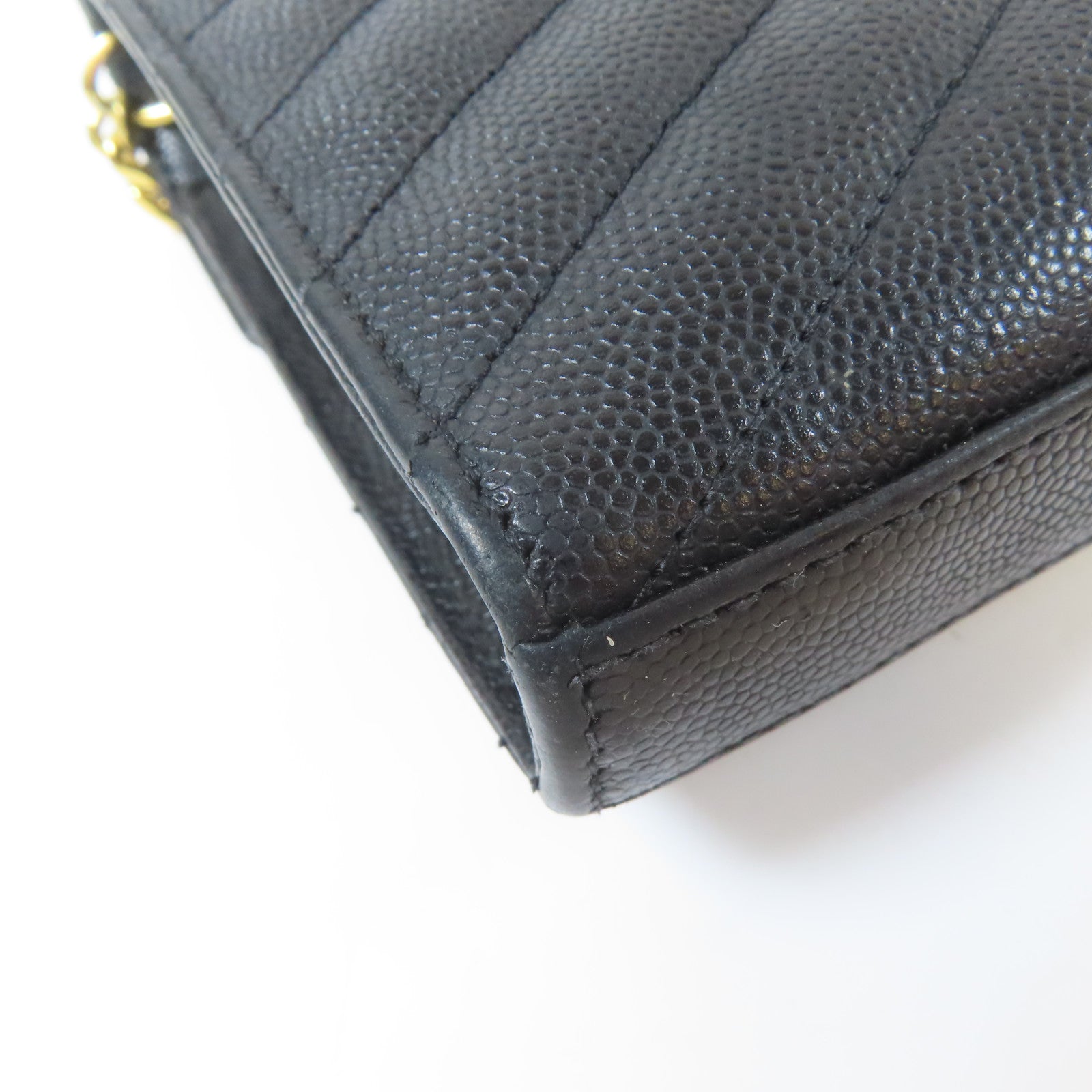 SAINT LAURENT 斜紋牛皮皮革Cassandre Envelope Chain Wallet金扣肩背袋黑色