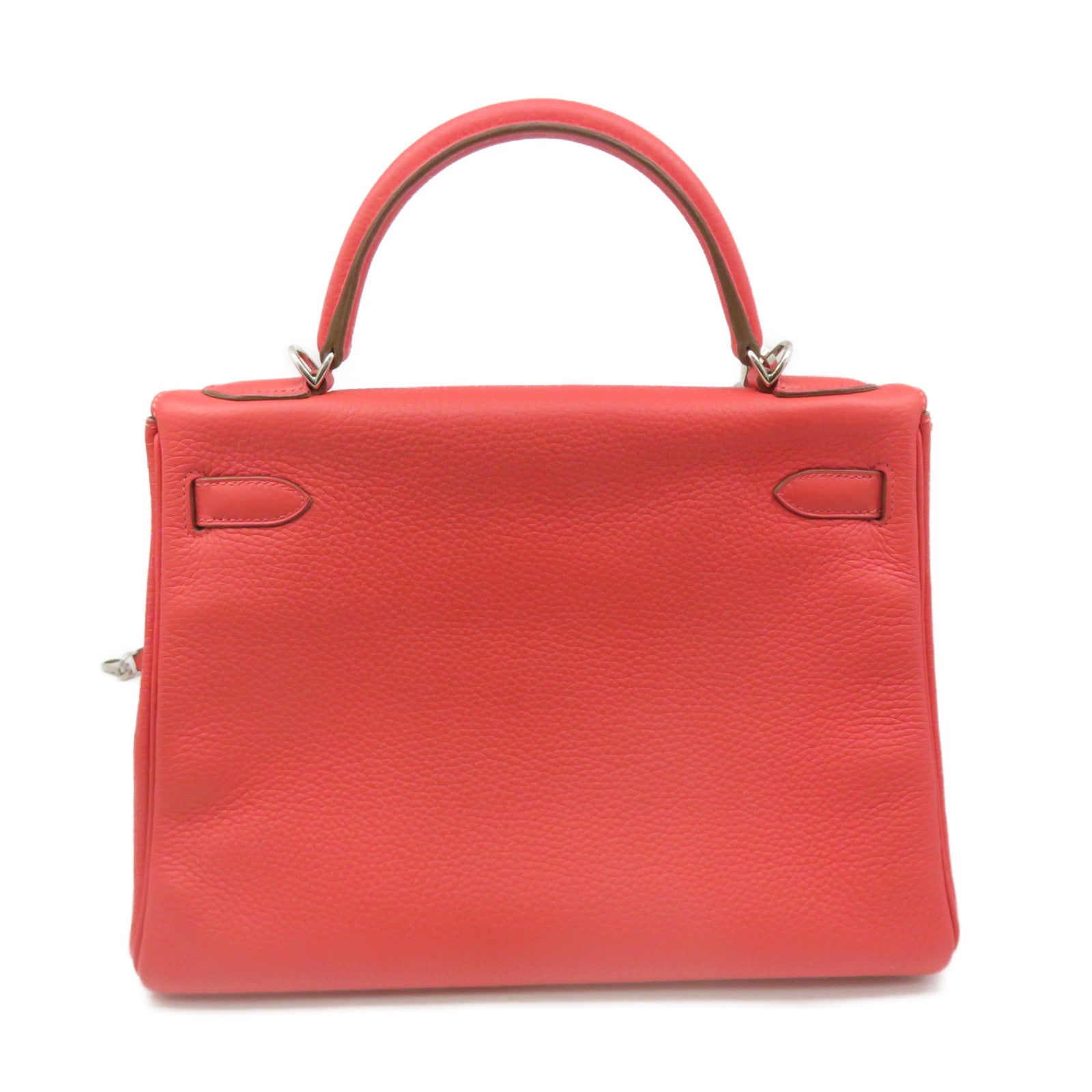 HERMES Clemence Leather Kelly 32 2Way Handbag Silver Buckle Handle Shoulder Backpack T5 Pink