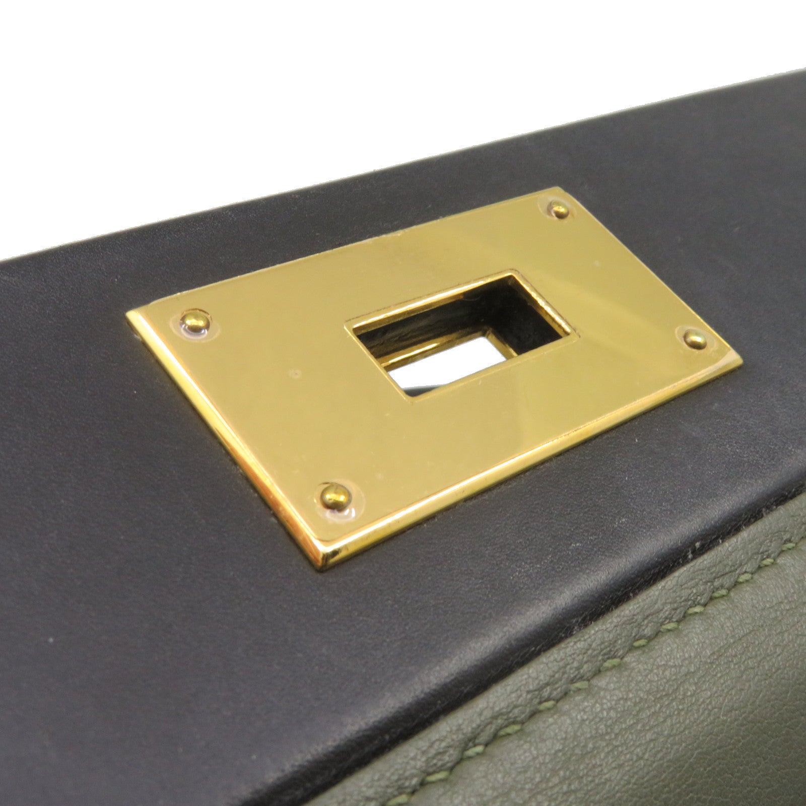 HERMES Clemence皮革24/24 29cm 2Way Shoulder Bag金扣手挽肩背两用袋61/60绿色