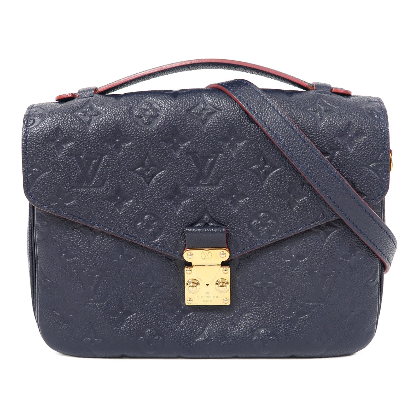 LOUIS VUITTON Monogram Empreinte Metis MM金扣手挽肩背兩用袋深藍色