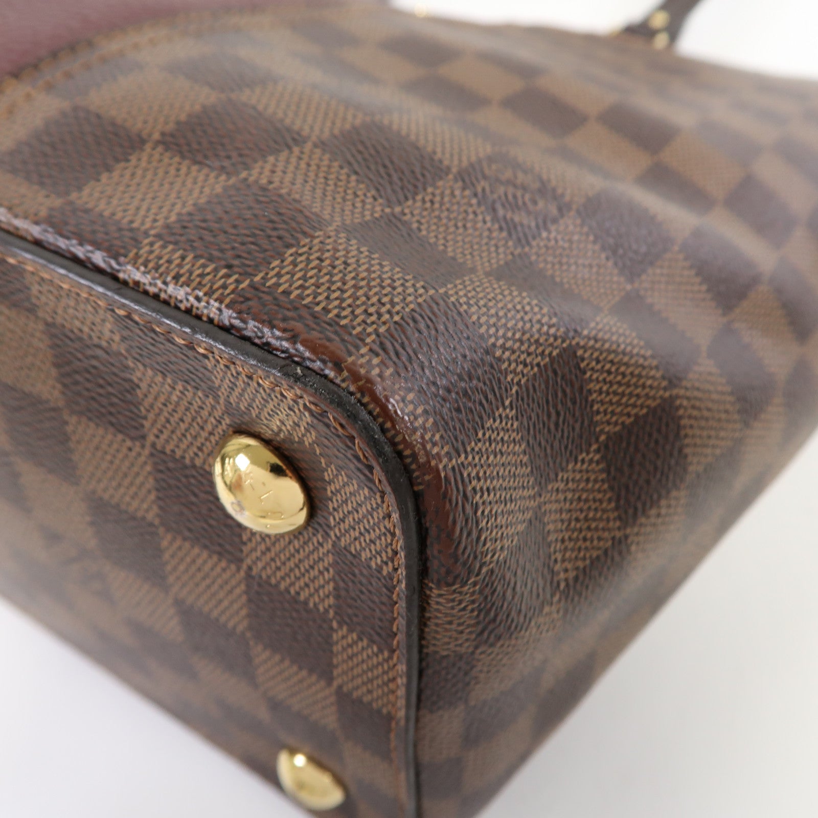 LOUIS VUITTON Damier Ebene Jersey金扣手挽肩背兩用袋啡色/紅色