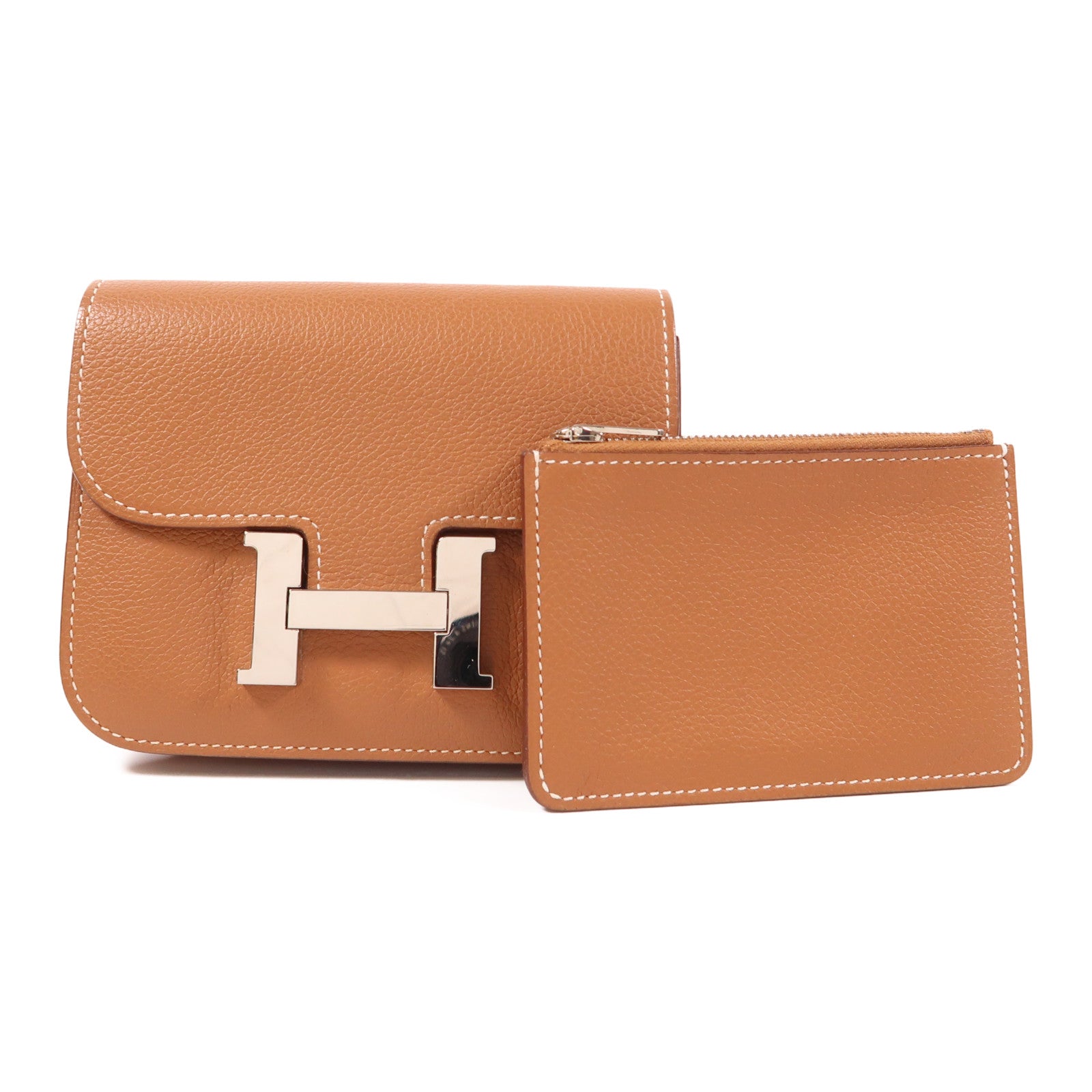 HERMES 【激減優惠】皮革Constance Slim銀扣手拿包