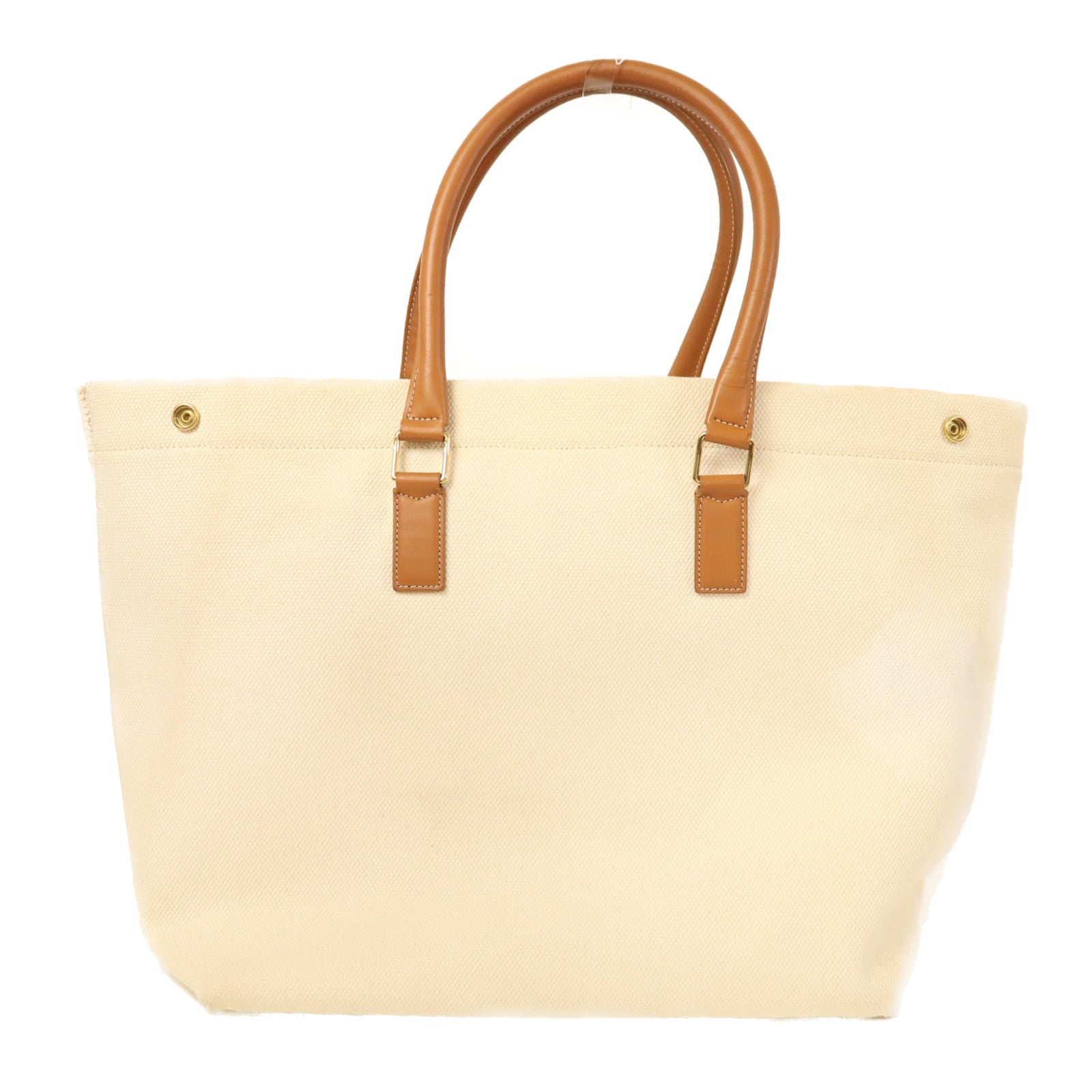 CELINE【激減優惠】 帆布Horizontal Cabas金扣手挽袋白色