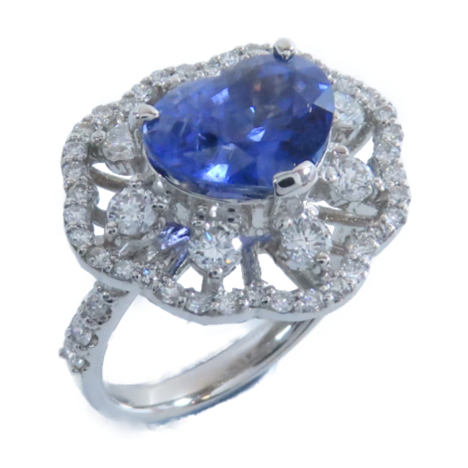 JEWELRY 【激減優惠】PT950鉑金Ring3.63ct藍寶石/1.00ct鑽石戒指US#6.25