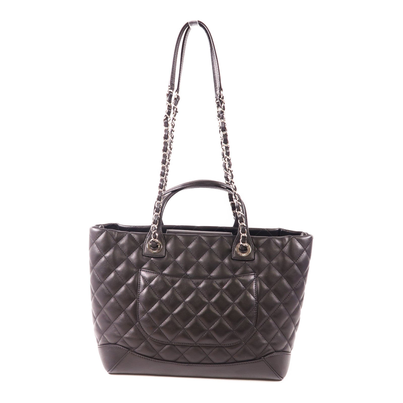 CHANEL 牛皮皮革2way Shoulder銀扣鏈帶手挽肩背兩用袋