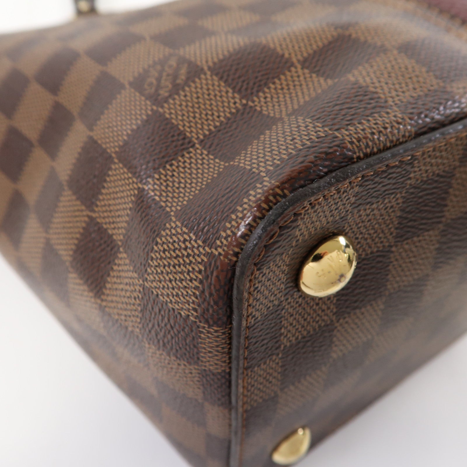 LOUIS VUITTON Damier Ebene Jersey金扣手挽肩背兩用袋啡色/紅色