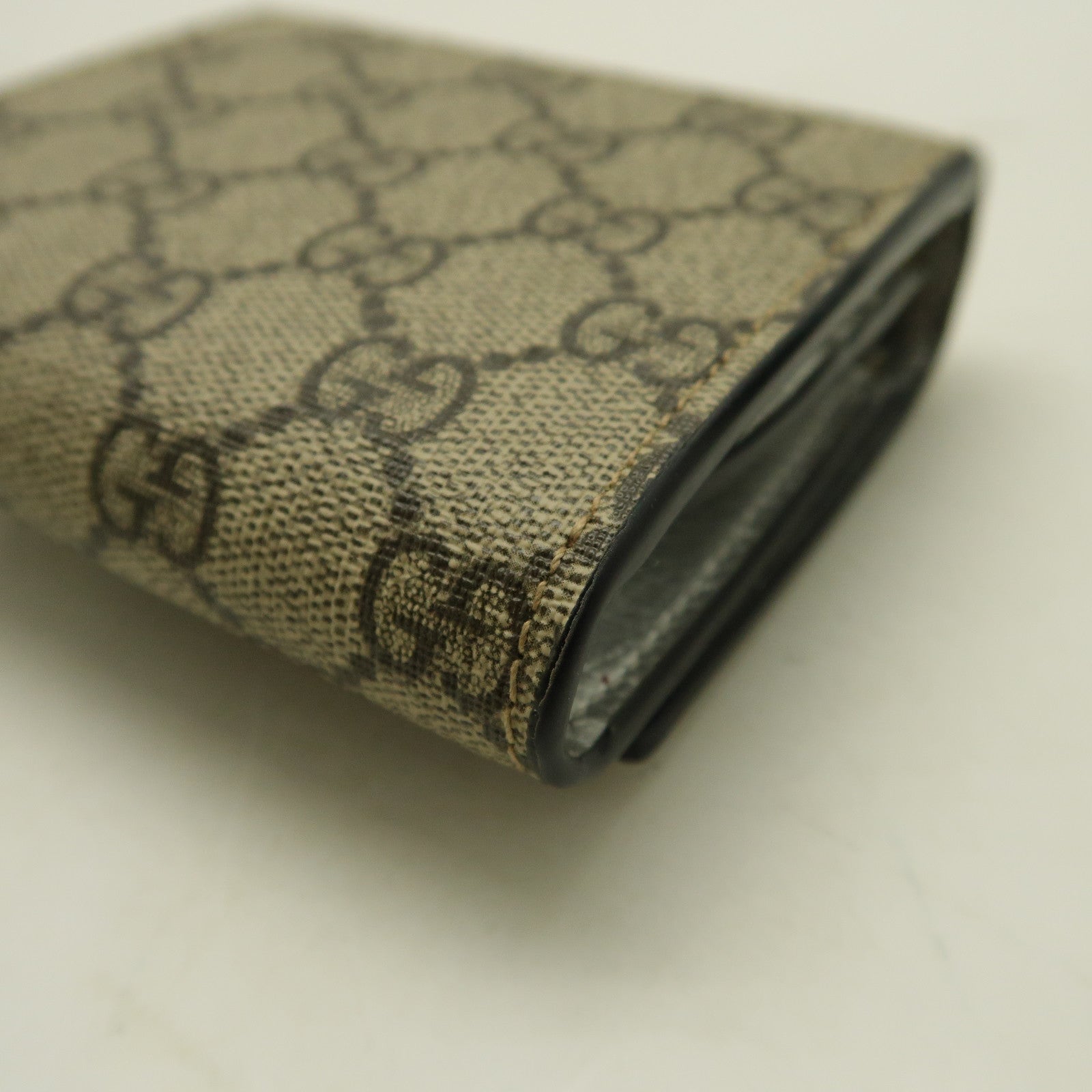 GUCCI 塗層帆布/皮革Wallet金扣錢包銀色