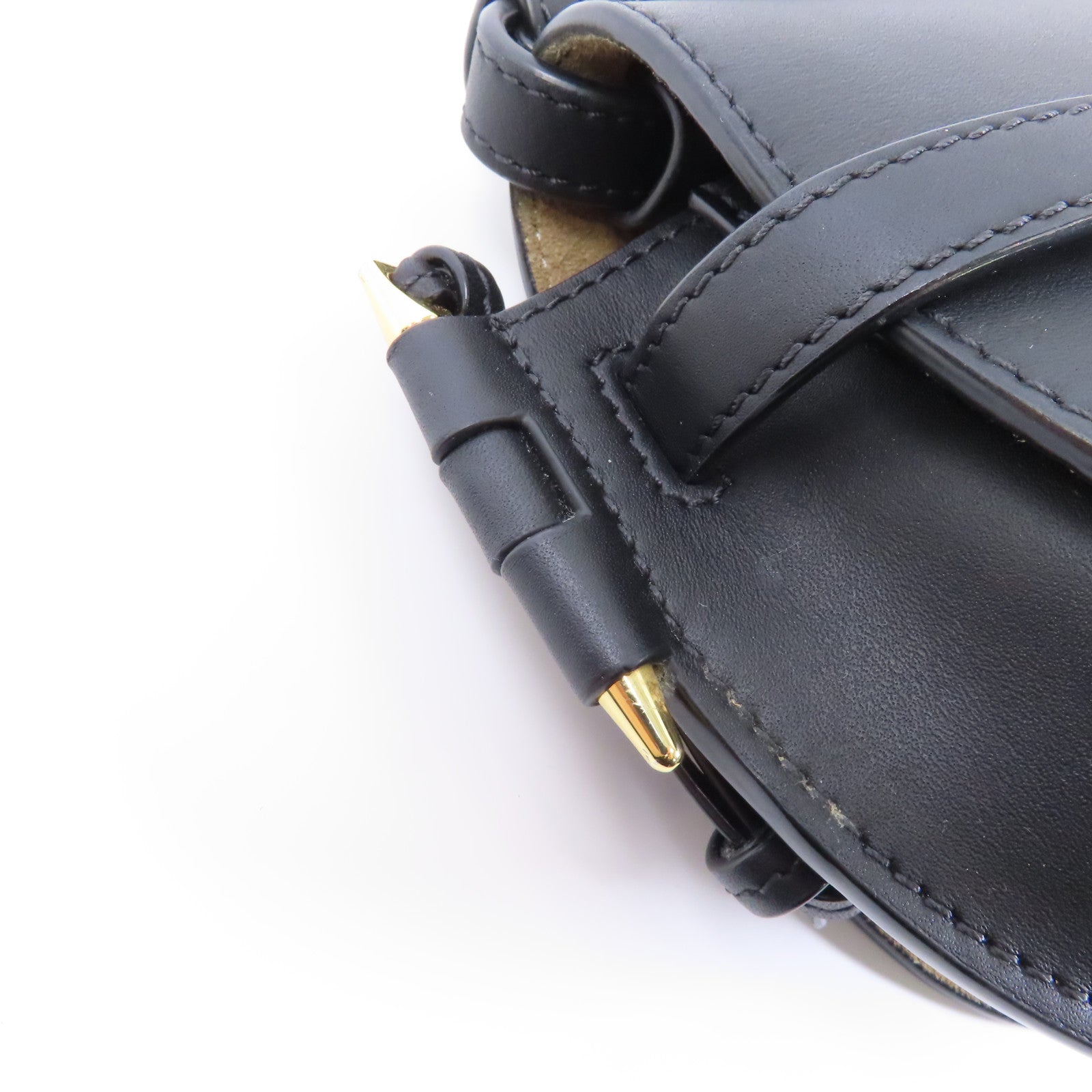 LOEWE 牛皮皮革Mini Gate金扣肩背袋黑色