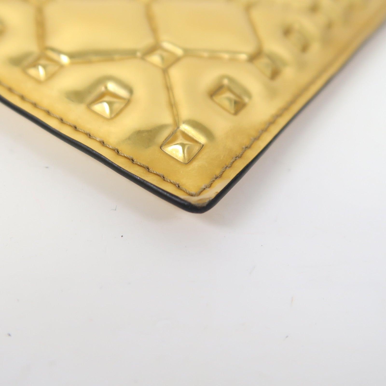 Valentino 漆皮皮革Card Case金扣卡片套金色