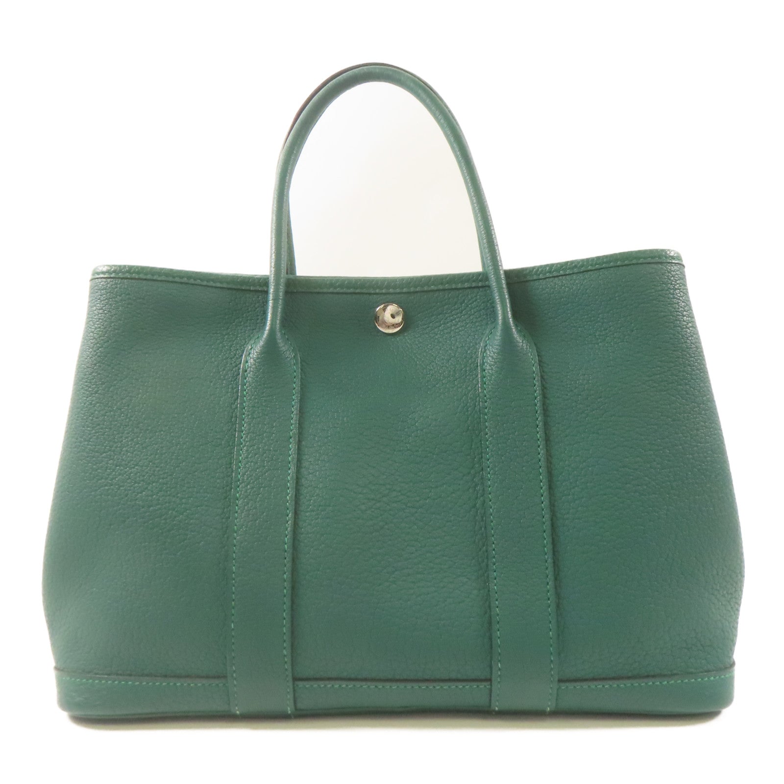 HERMES Negonda皮革Garden Party TPM銀扣手挽袋綠色