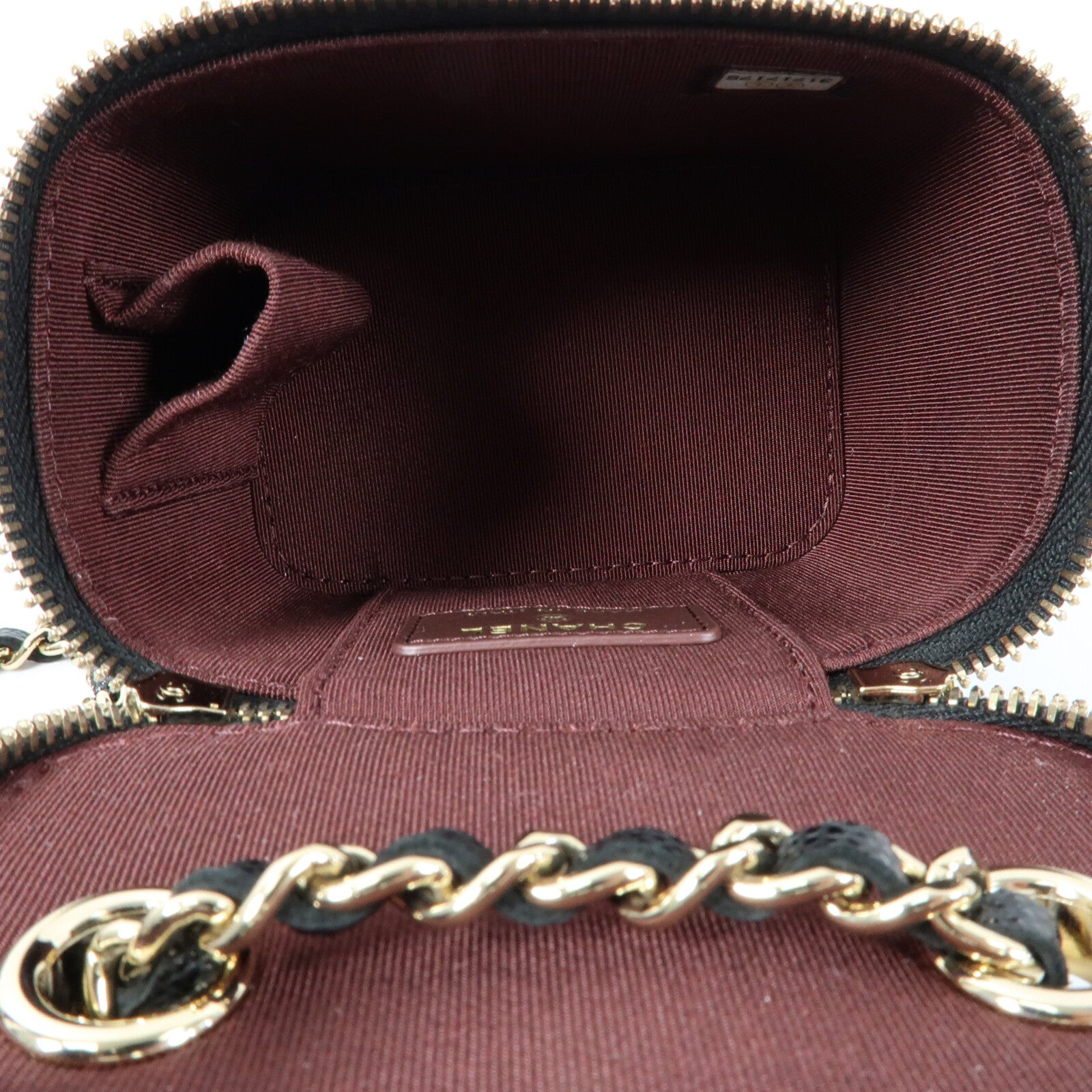 CHANEL 牛皮皮革Small Vanity Case金扣鏈帶肩背袋