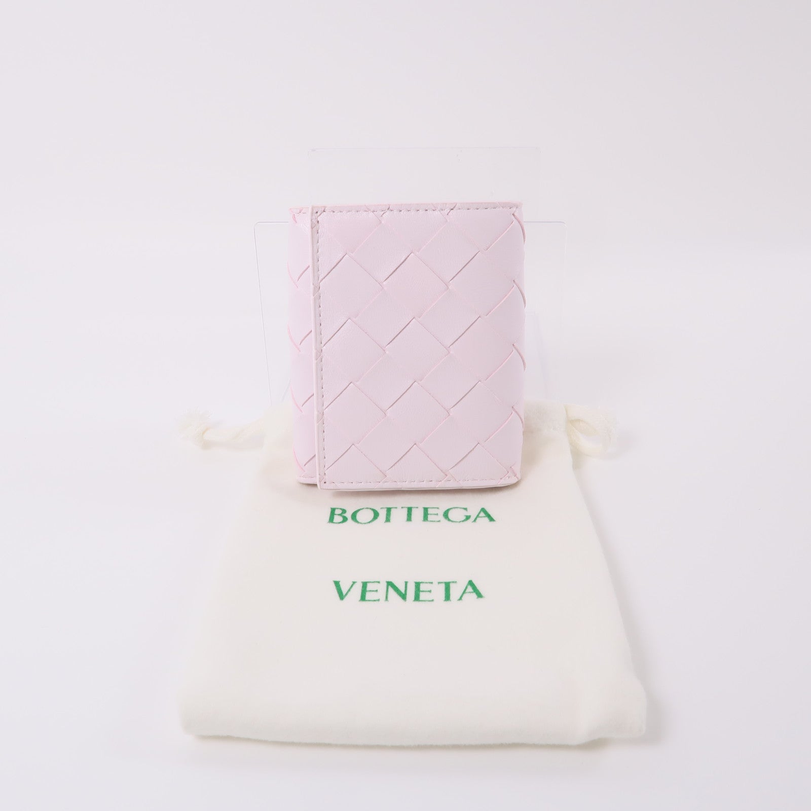 BOTTEGA VENETA 織紋皮革Wallet金扣錢包粉紅色