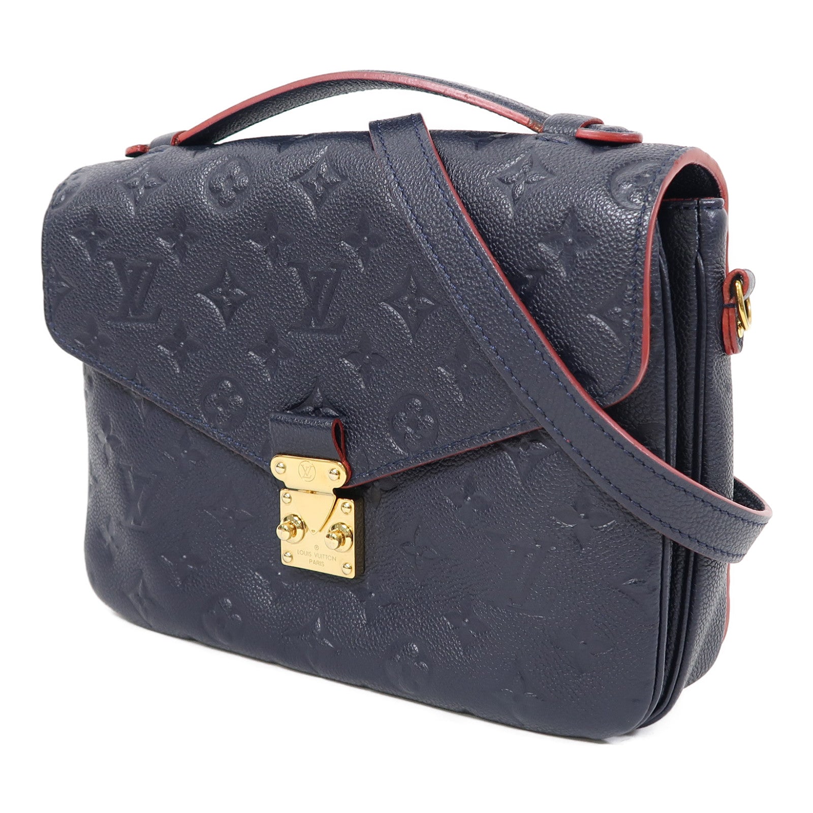 LOUIS VUITTON Monogram Empreinte Metis MM金扣手挽肩背兩用袋深藍色
