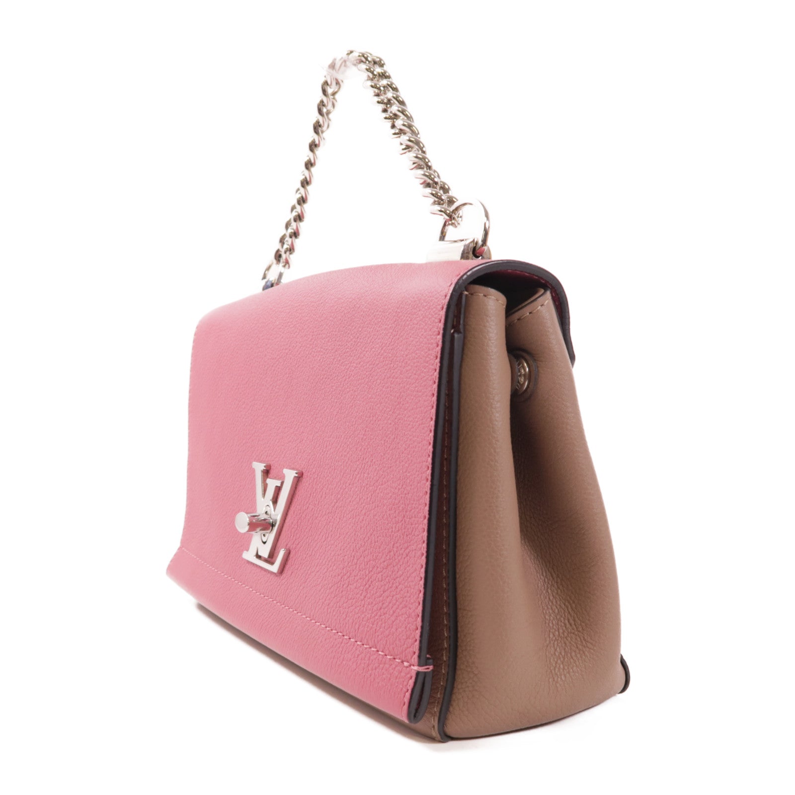 LOUIS VUITTON LV SHW Lockme II BB 2 Way Bag M54792 Calfskin Leather Pink/Brown