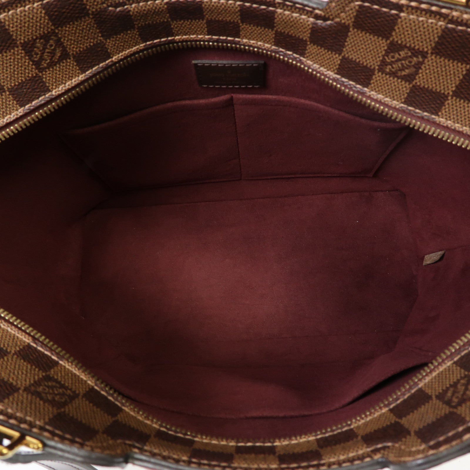 LOUIS VUITTON Damier Ebene Jersey金扣手挽肩背兩用袋啡色/紅色