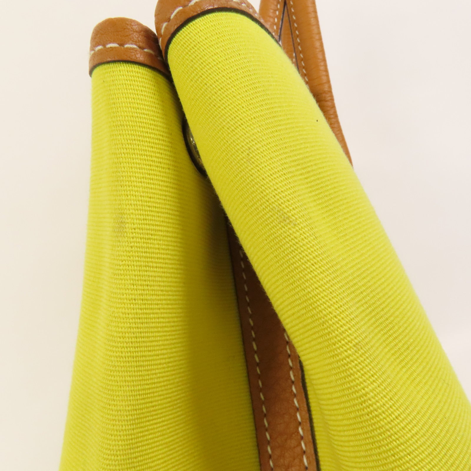 HERMES 帆布Garden Party TPM銀扣手挽袋Lime