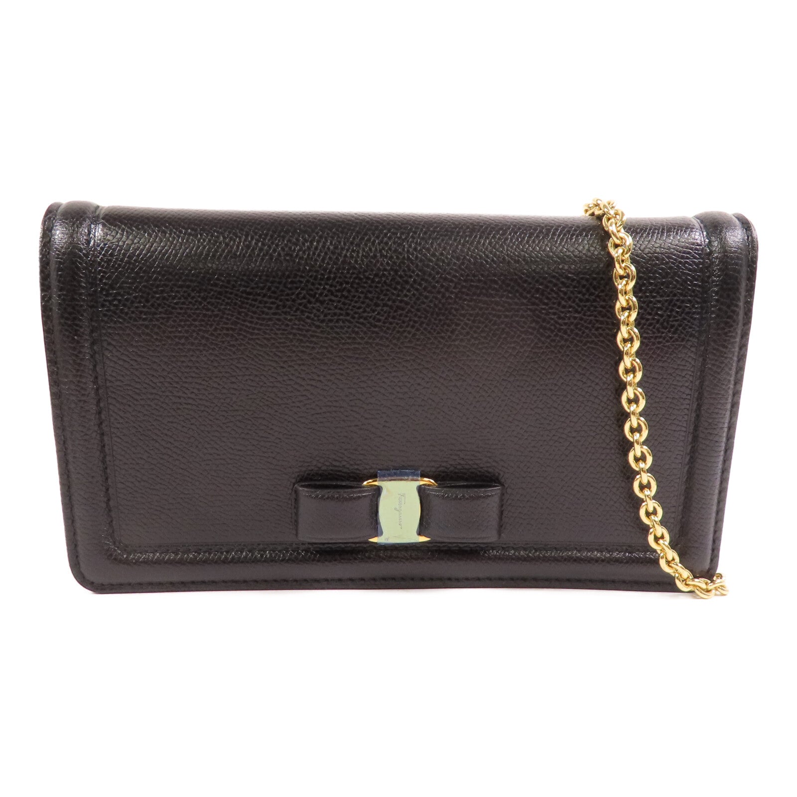 Salvatore Ferragamo 牛皮皮革Wallet On Chain金扣鏈帶肩背袋