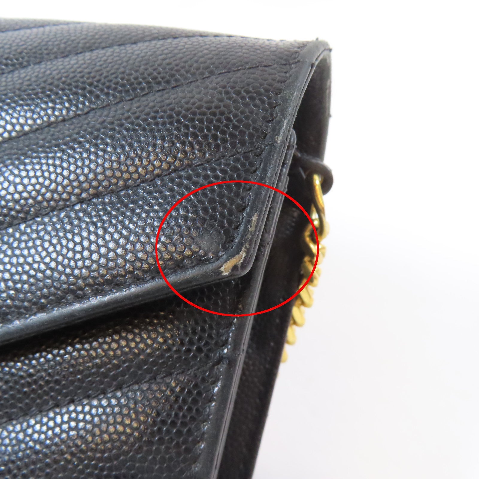 SAINT LAURENT 斜紋牛皮皮革Cassandre Envelope Chain Wallet金扣肩背袋黑色