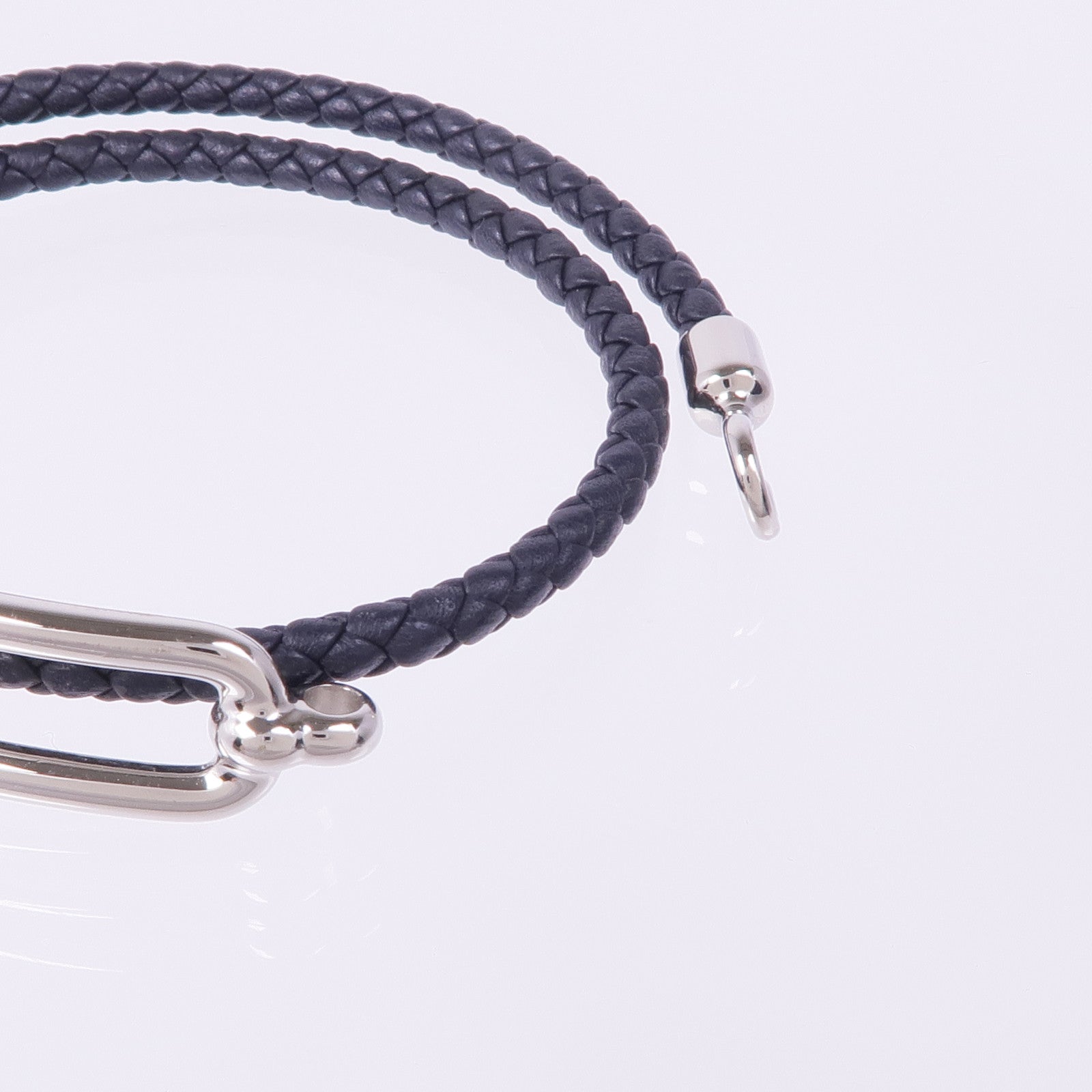 HERMES Swift皮革Roulis Double Tour Bracelet銀扣手帶Noir