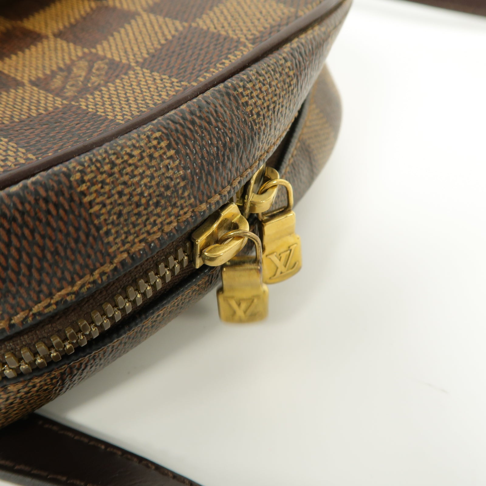 LOUIS VUITTON Damier Ipanema PM金扣肩背袋棕色