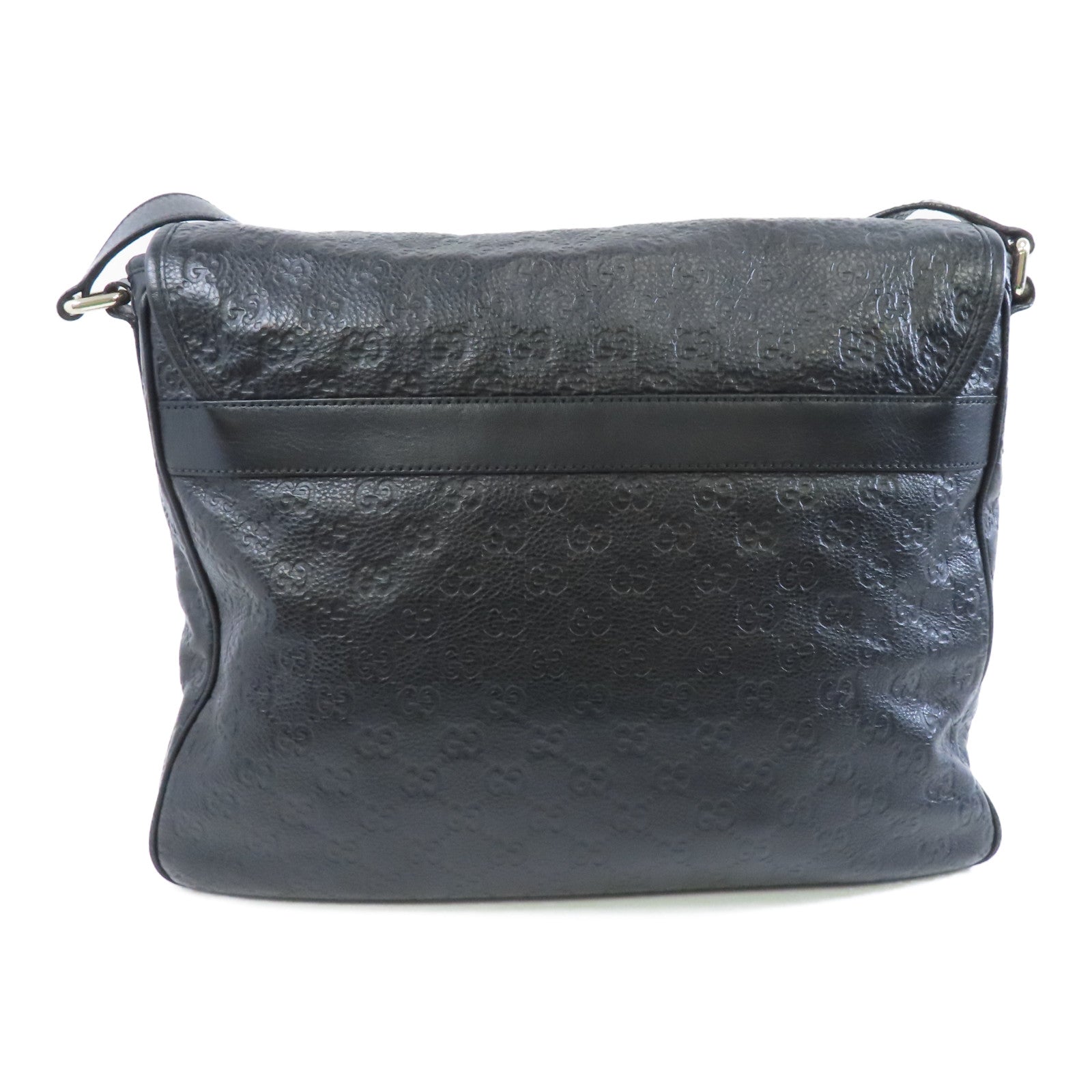 GUCCI 牛皮皮革Shoulder Bag銀扣肩背袋黑色