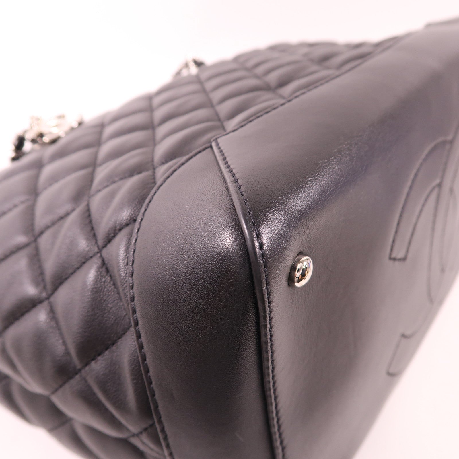 CHANEL 牛皮皮革2way Shoulder銀扣鏈帶手挽肩背兩用袋