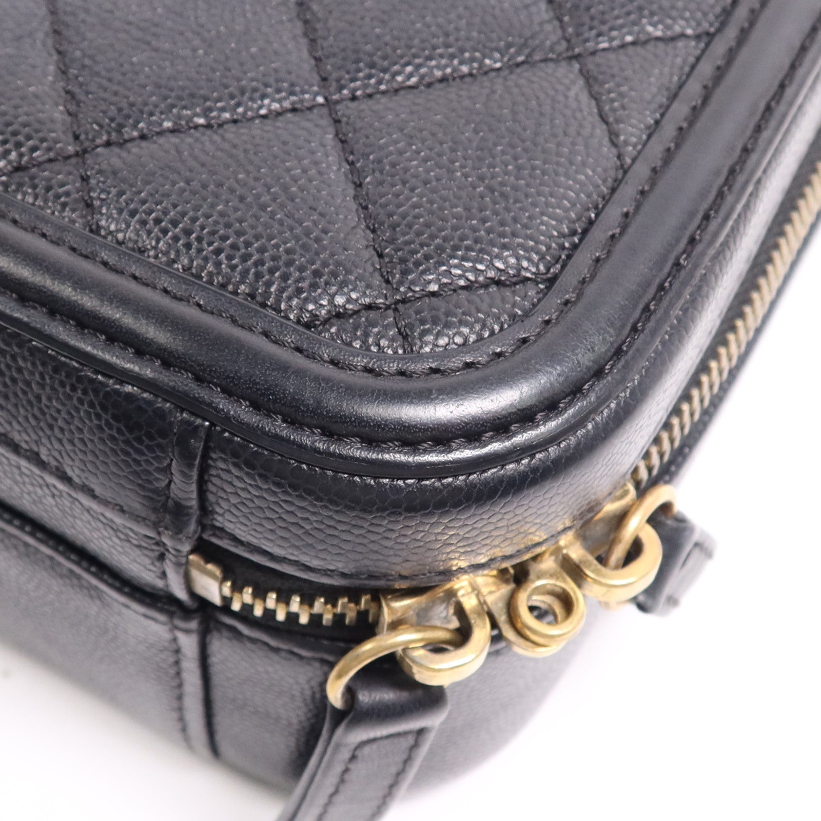 CHANEL 牛皮皮革Filigree Vanity Case金扣鏈帶手挽肩背兩用袋