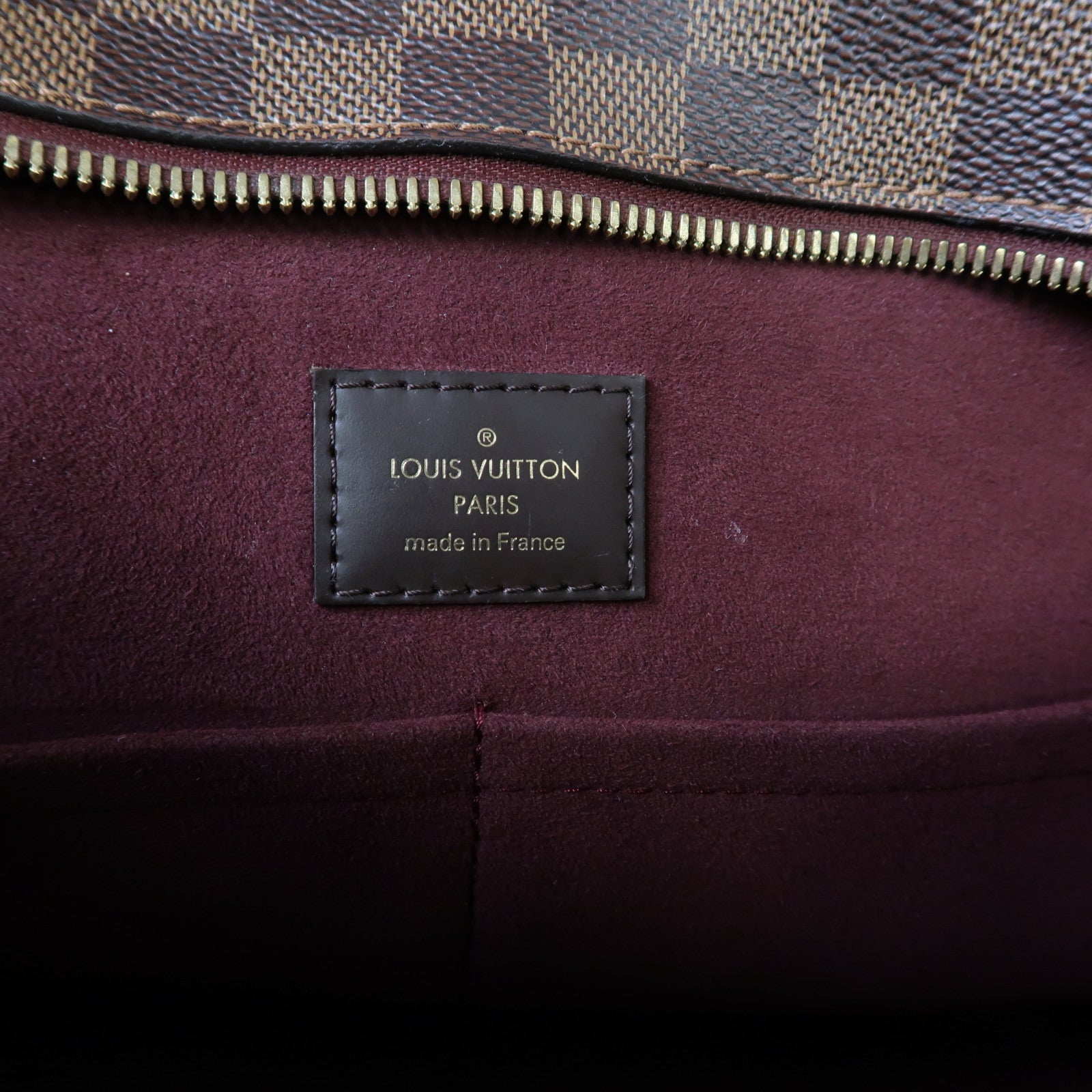 LOUIS VUITTON Damier Ebene Jersey金扣手挽肩背兩用袋啡色/紅色