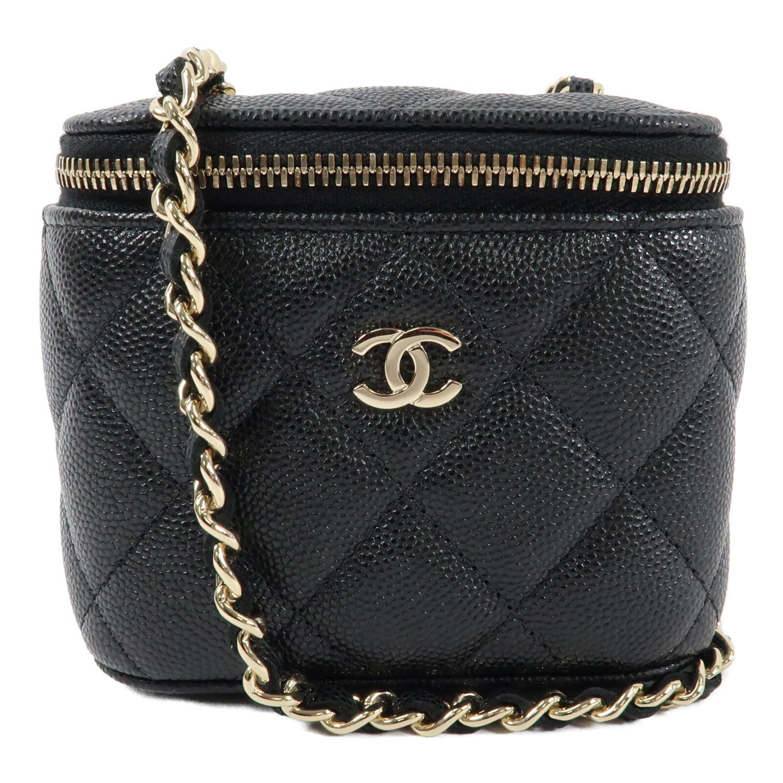 CHANEL 牛皮皮革Small Vanity Case金扣鏈帶肩背袋