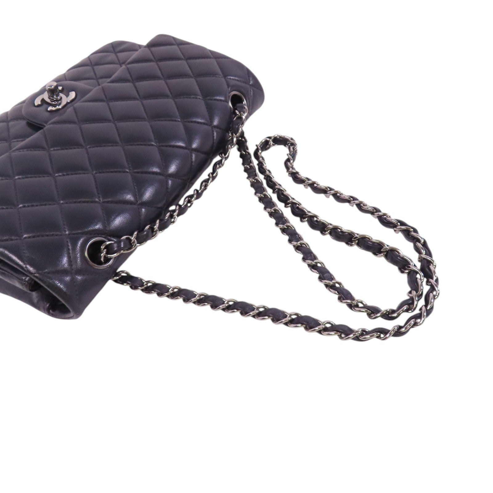 CHANEL 羊皮皮革Classic 25銀扣鏈帶肩背袋