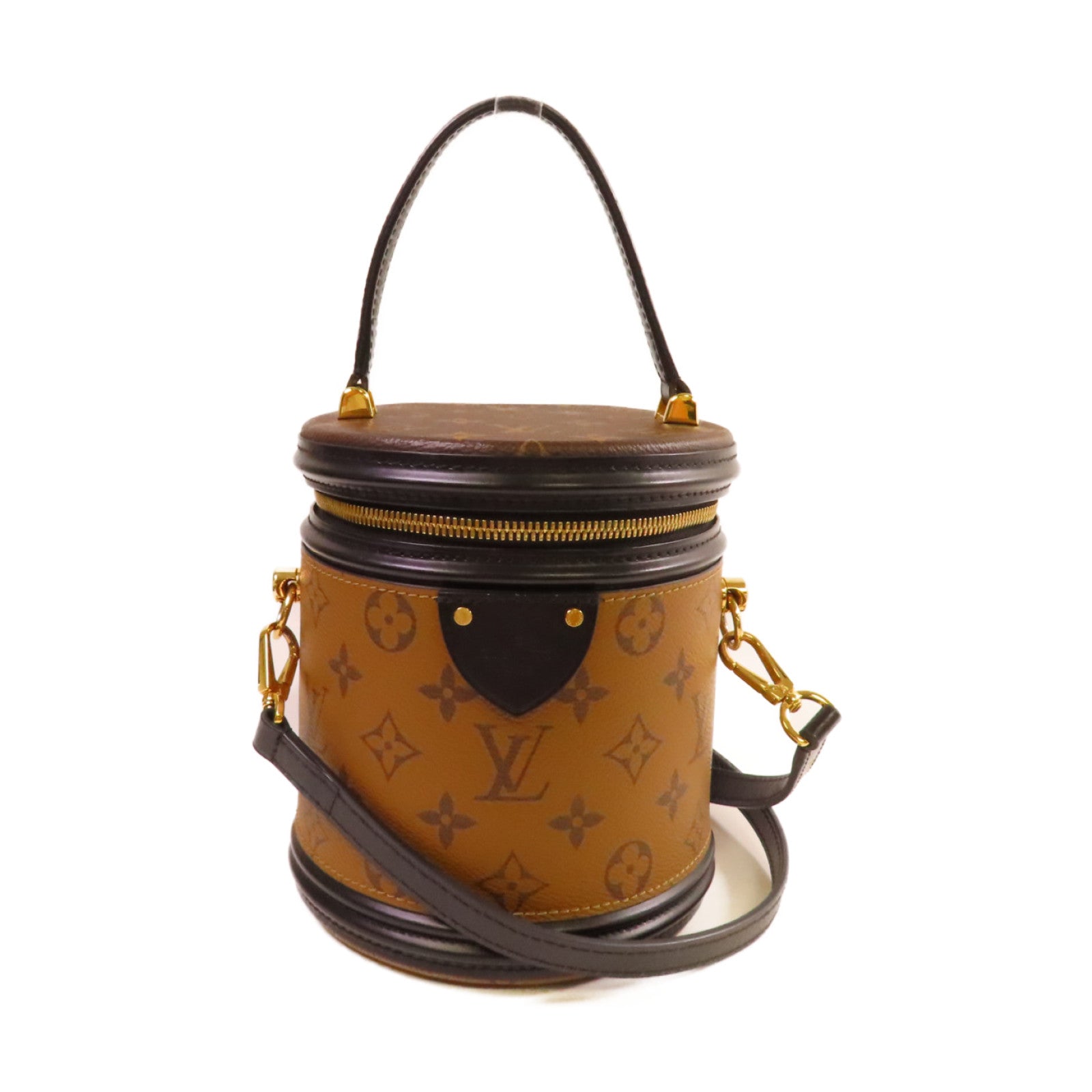 LOUIS VUITTON 【激減優惠】Monogram Reverse Cannes 2Way Shoulder Bag金扣手挽肩背兩用袋啡色/黑色