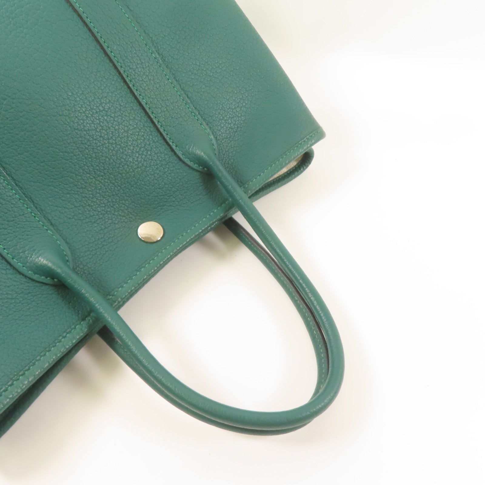 HERMES Negonda皮革Garden Party TPM銀扣手挽袋綠色